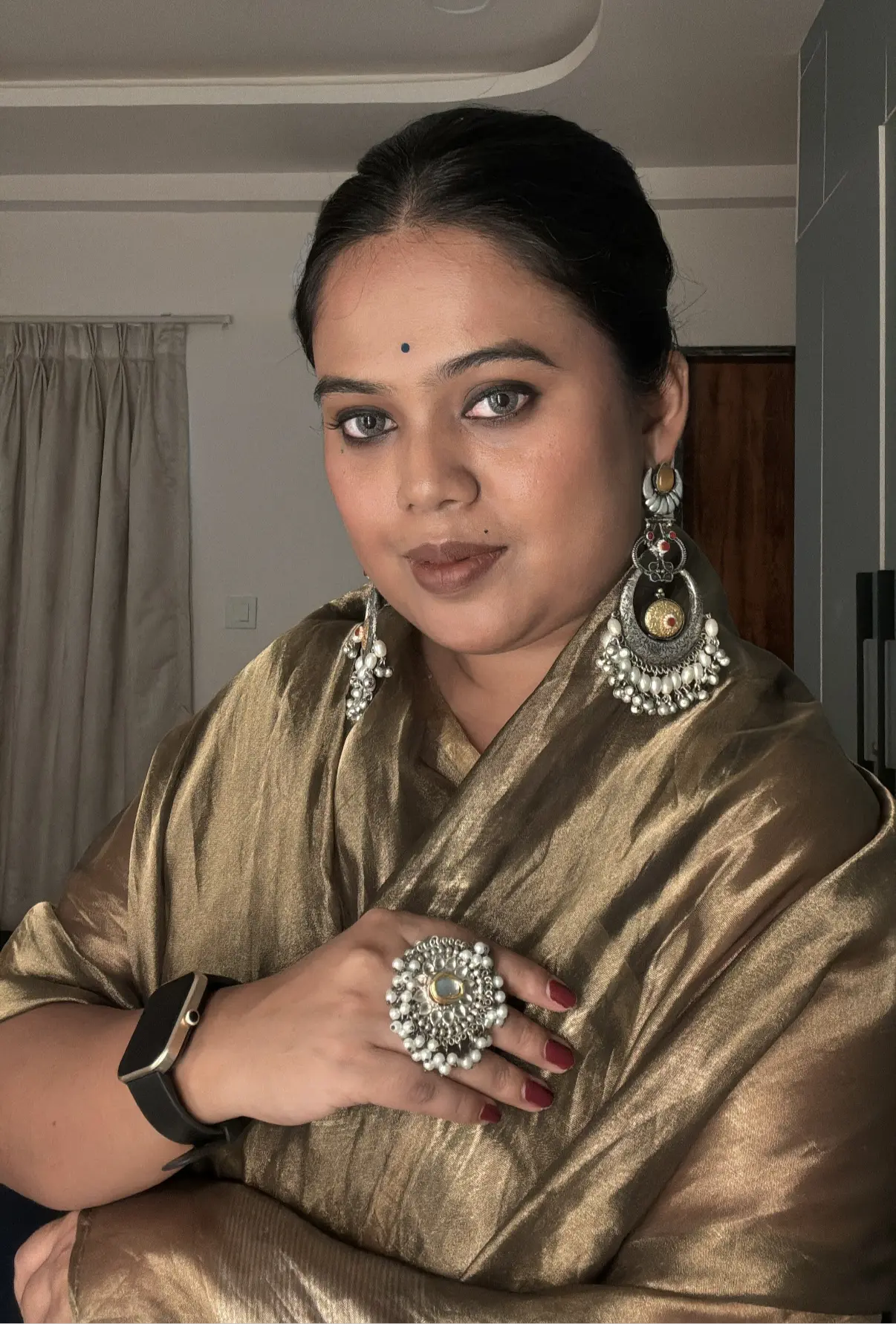 Rehana Oxidized dual tone chandbali KH