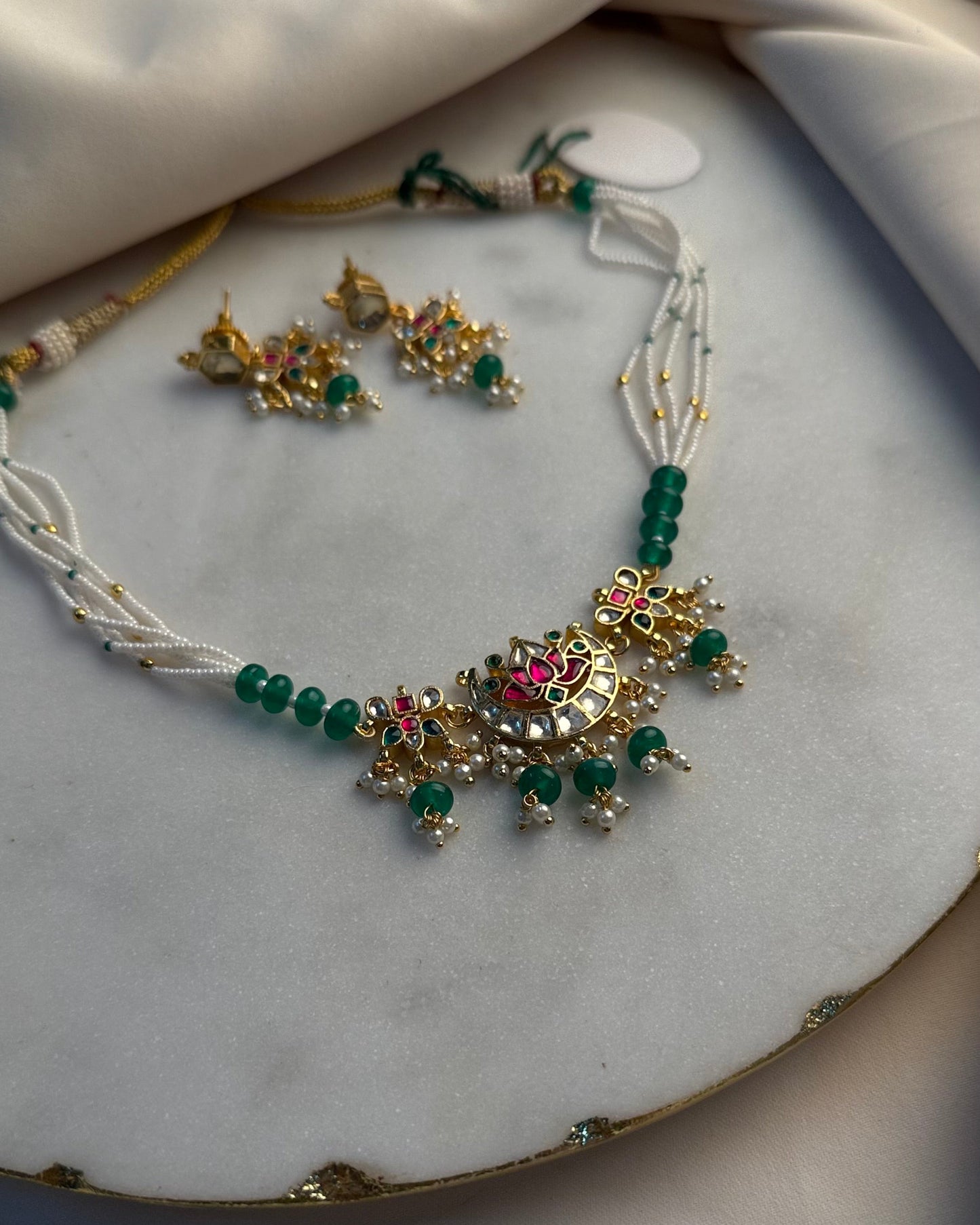 Pachi Kundan necklace set