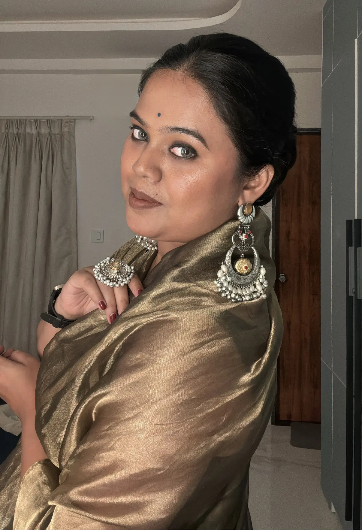 Rehana Oxidized dual tone chandbali KH