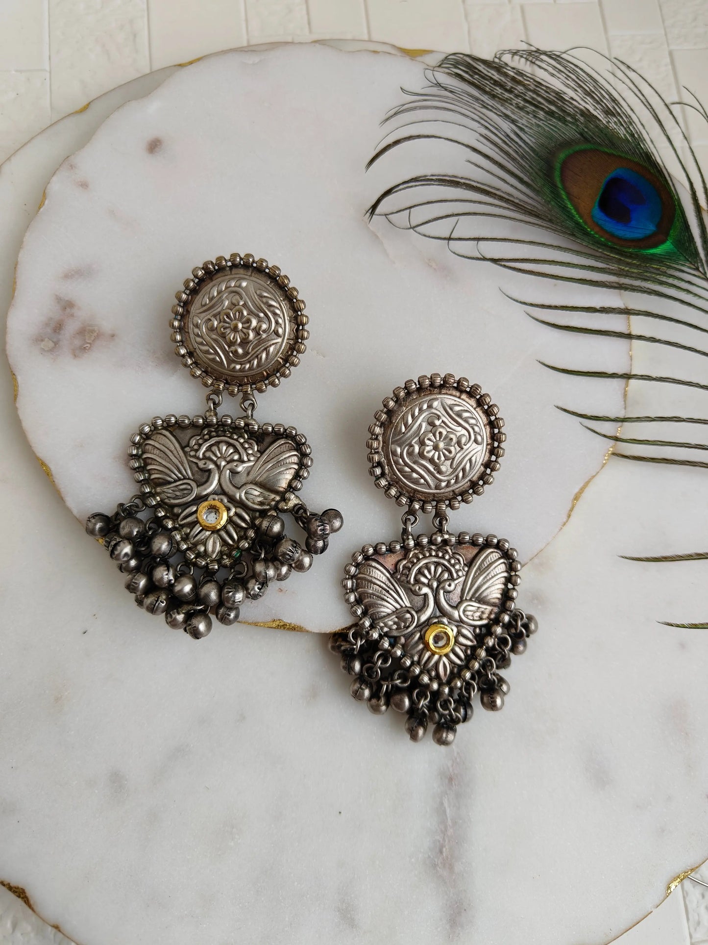 Ras chakra Oxidized Earrings - The Ornate Gleam Jewellery