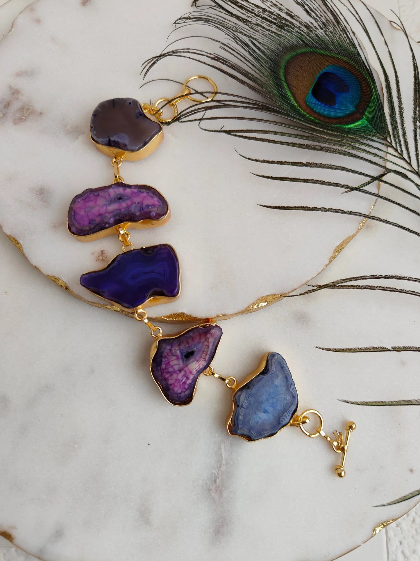 Purple, blue Jiya natural stone Bracelet - The Ornate Gleam Jewellery