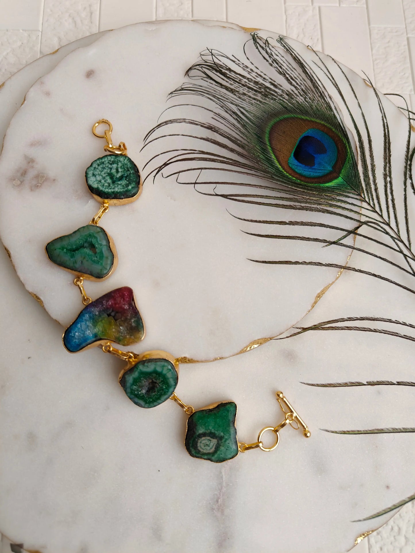 Peacock Green colour Jiya bracelet - The Ornate Gleam Jewellery