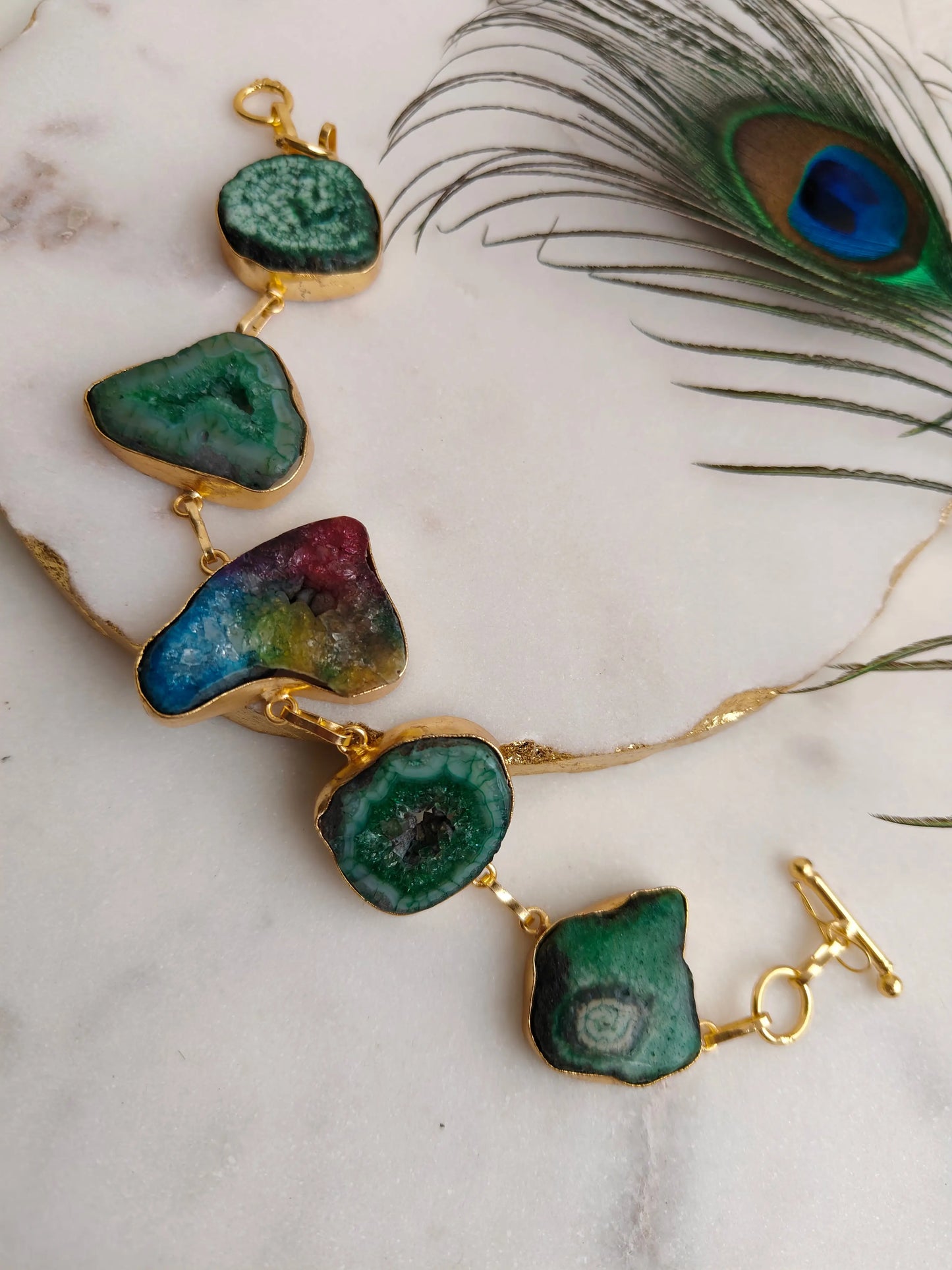 Peacock Green colour Jiya bracelet - The Ornate Gleam Jewellery