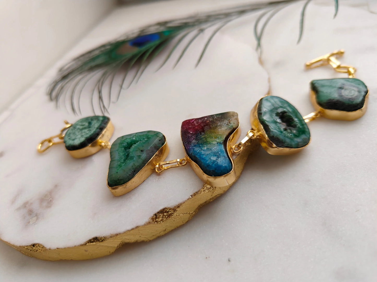 Peacock Green colour Jiya bracelet - The Ornate Gleam Jewellery