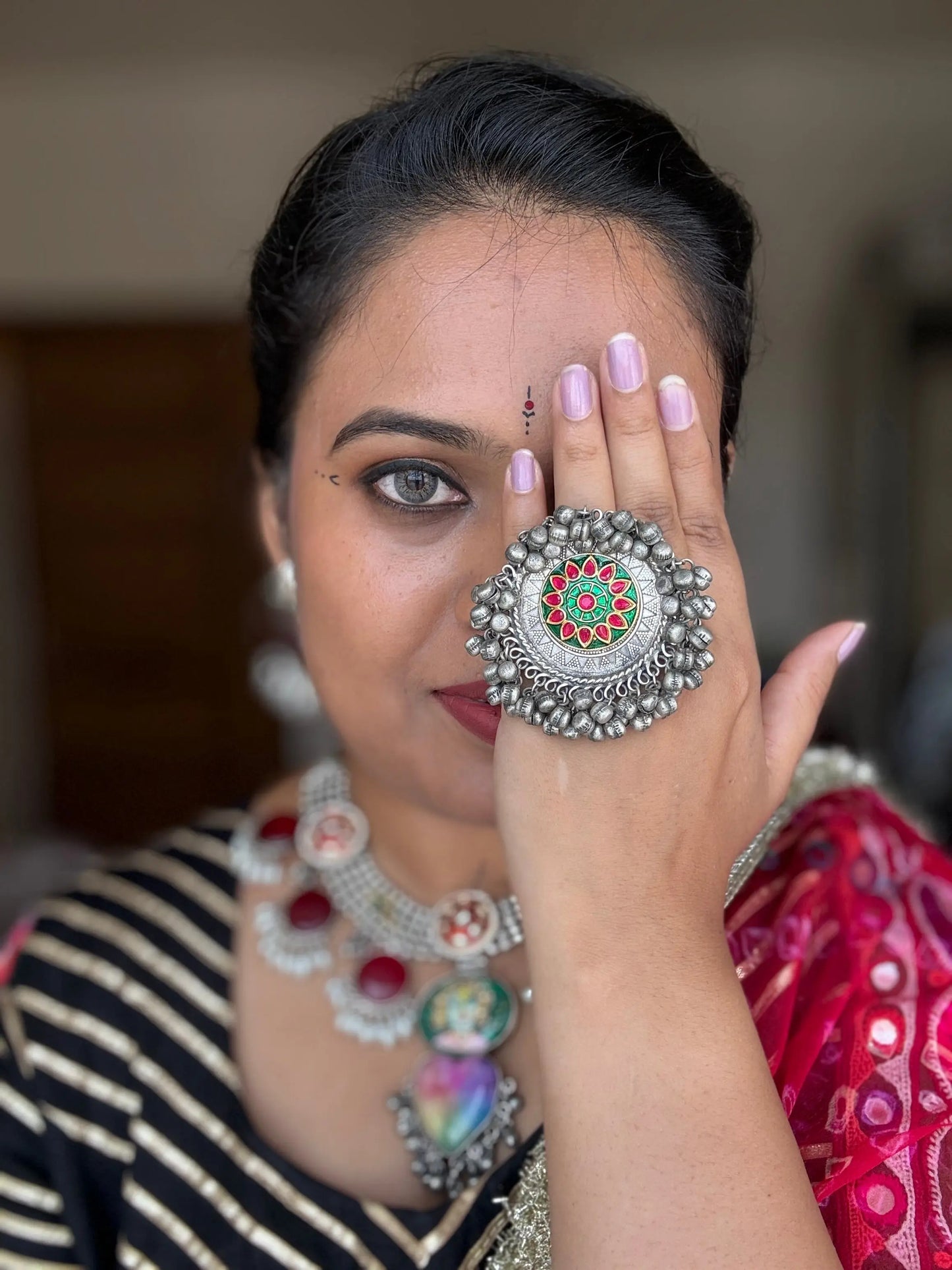 Oxidized Finger Ring (adjustable) - The Ornate Gleam Jewellery