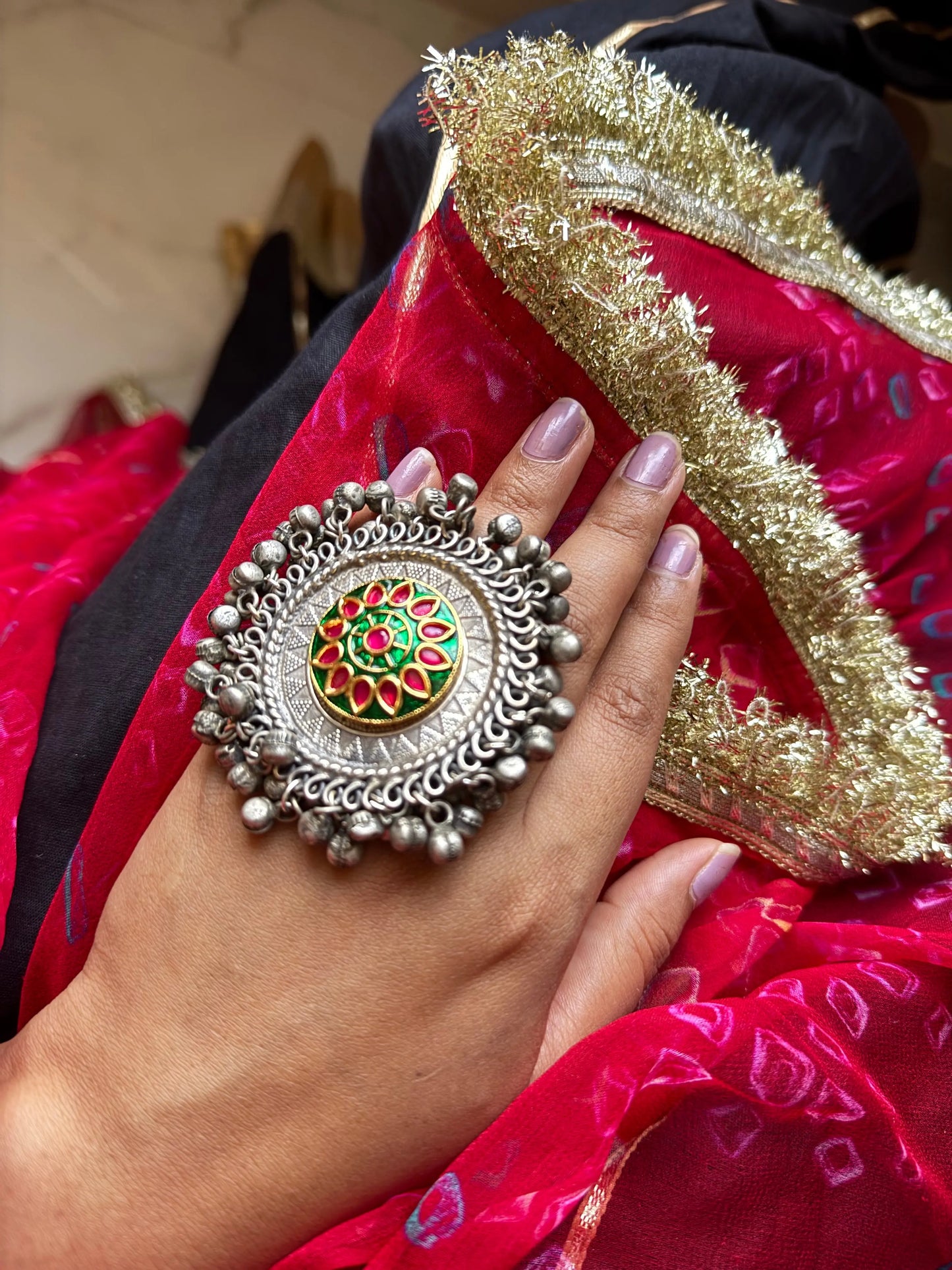 Oxidized Finger Ring (adjustable) - The Ornate Gleam Jewellery