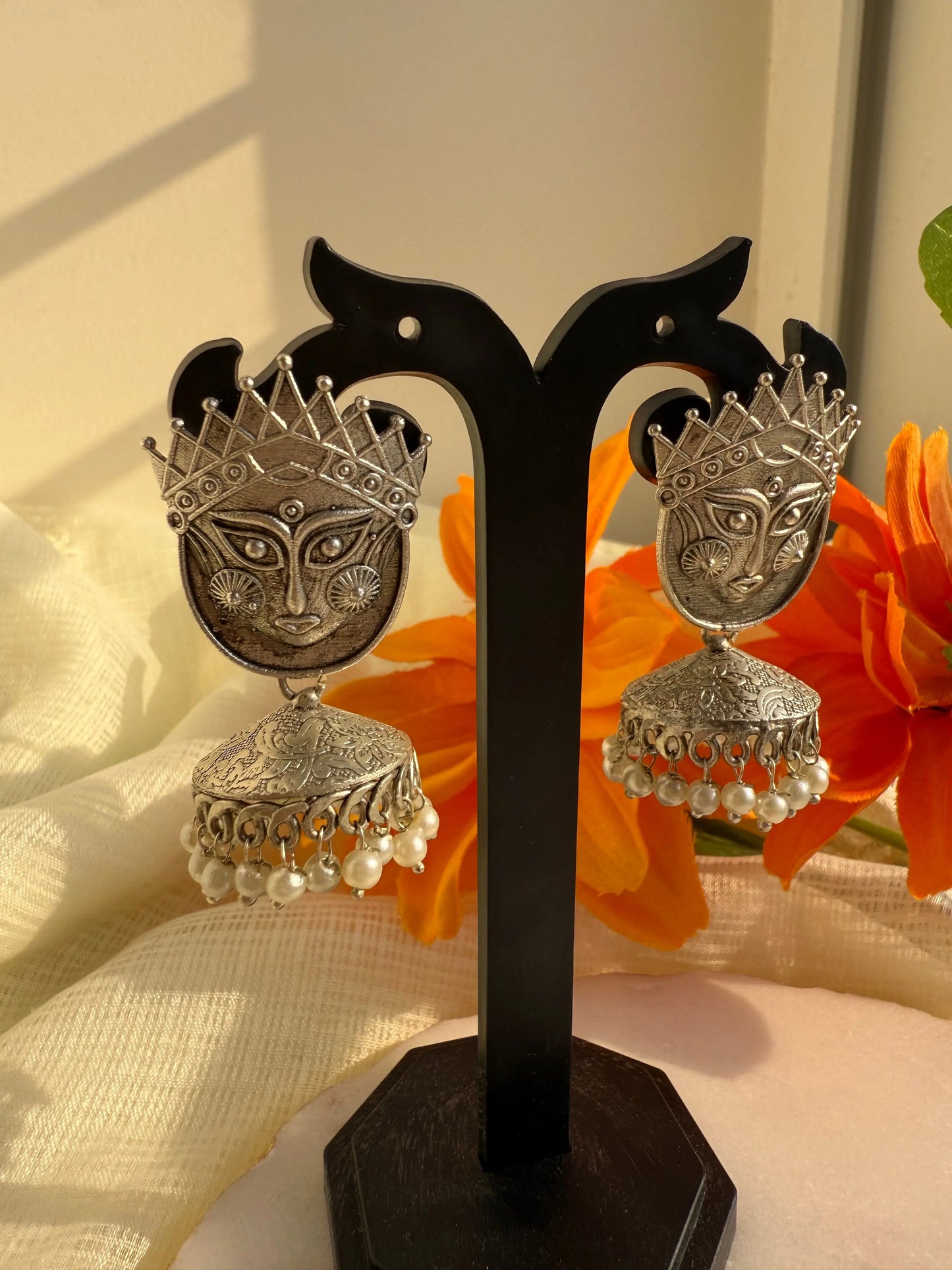 Durga Oxidized jhumki - The Ornate Gleam Jewellery