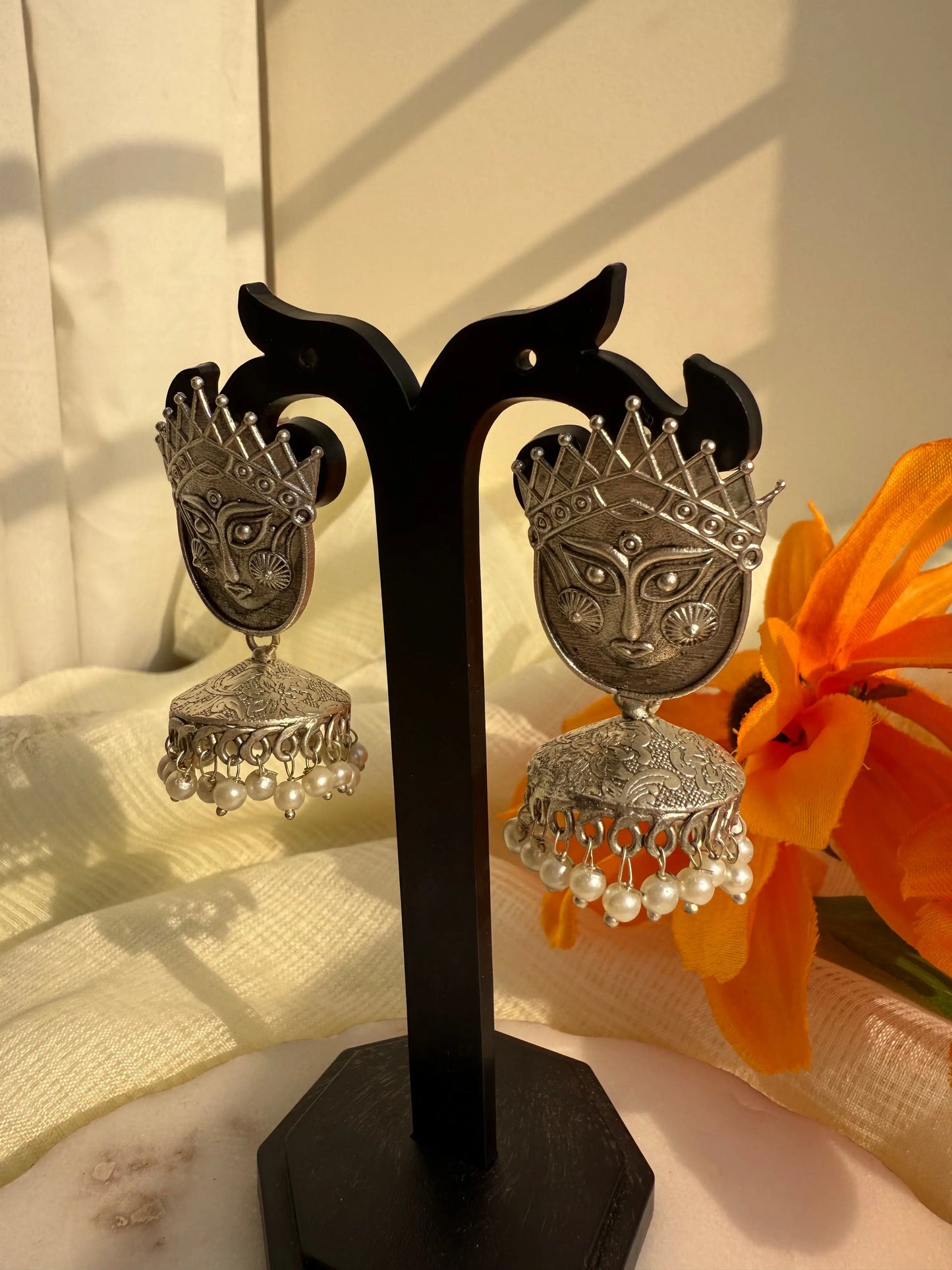 Durga Oxidized jhumki - The Ornate Gleam Jewellery