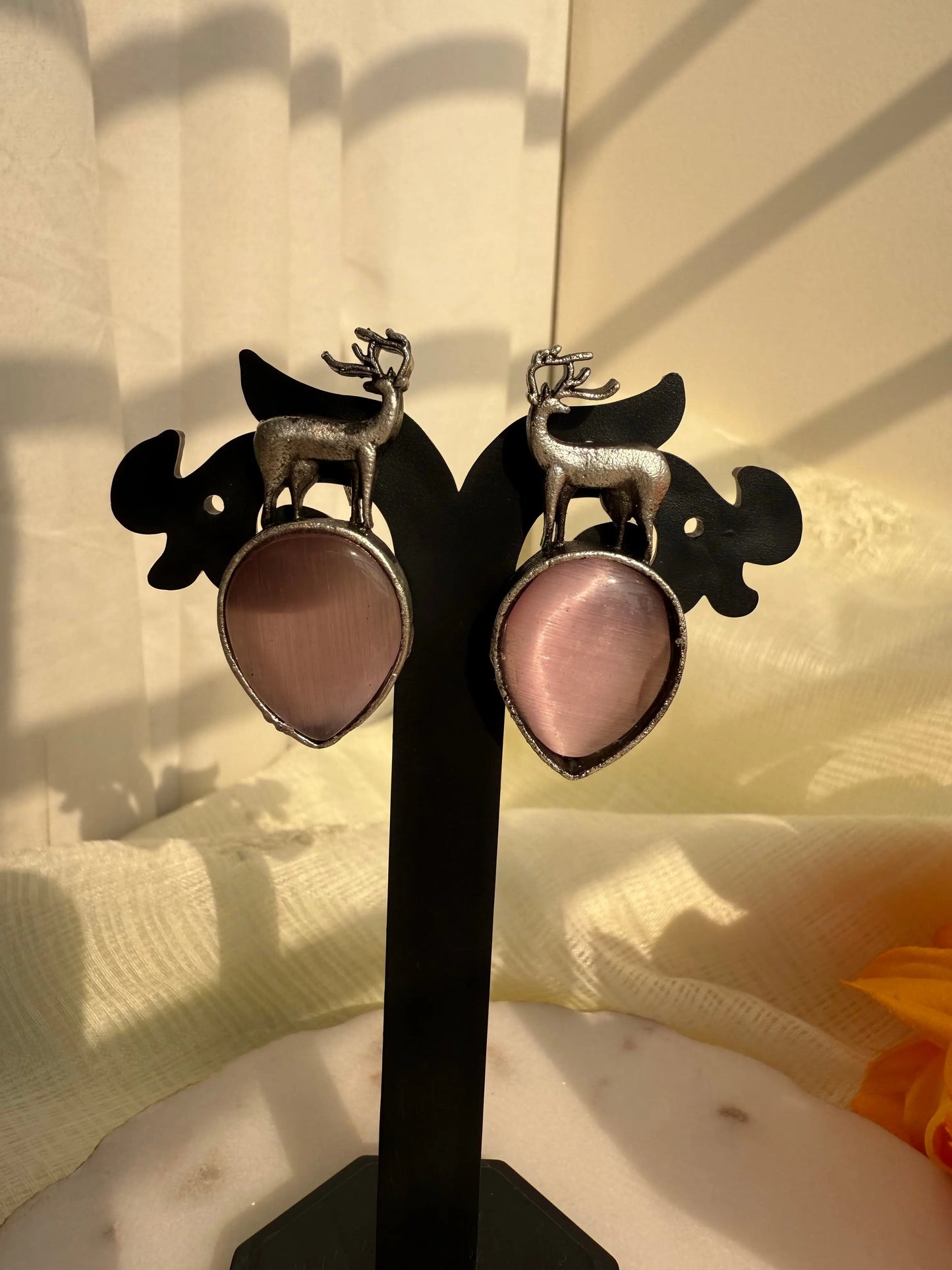 Pink Mruga Studs - The Ornate Gleam Jewellery