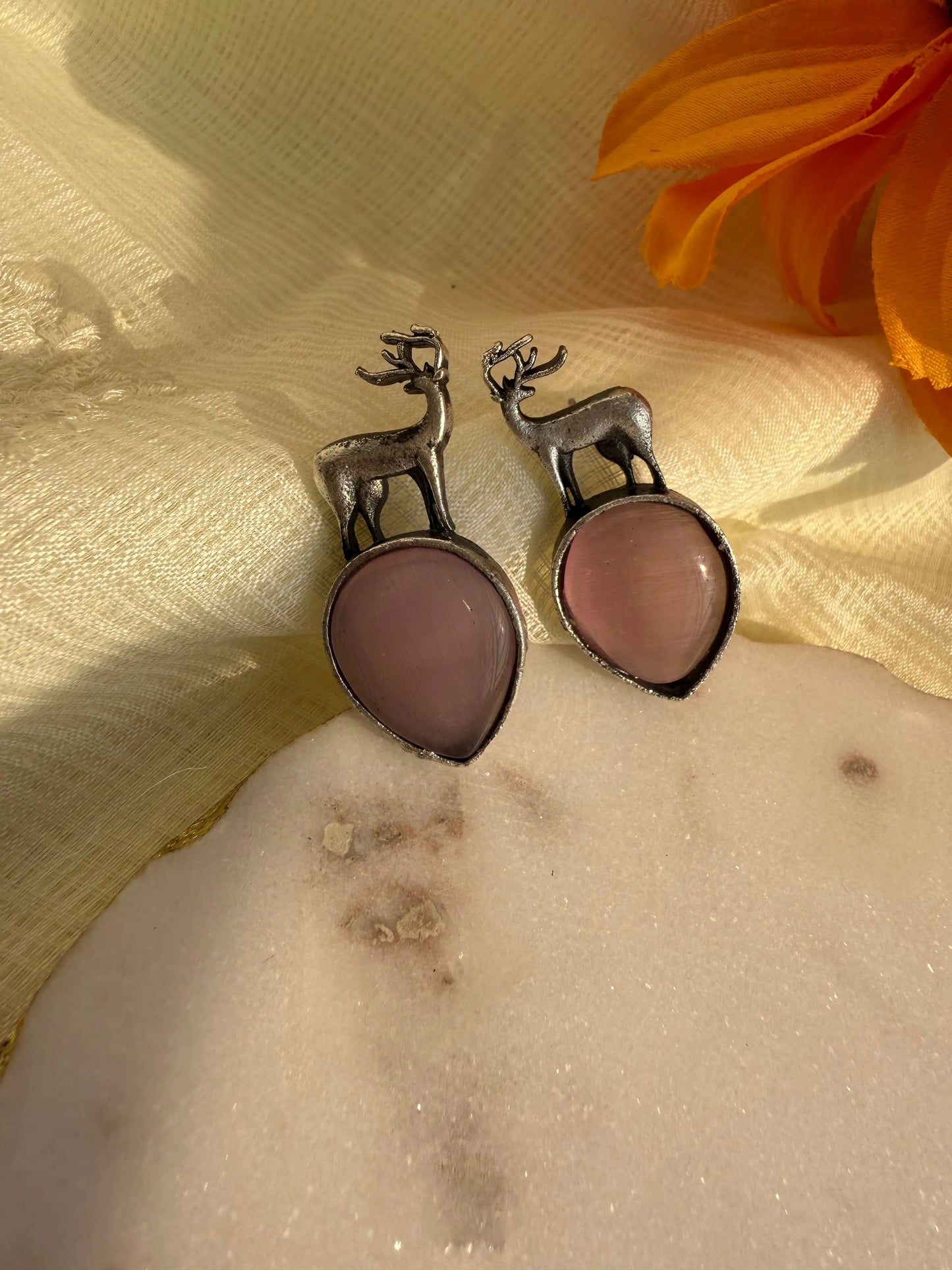 Pink Mruga Studs - The Ornate Gleam Jewellery