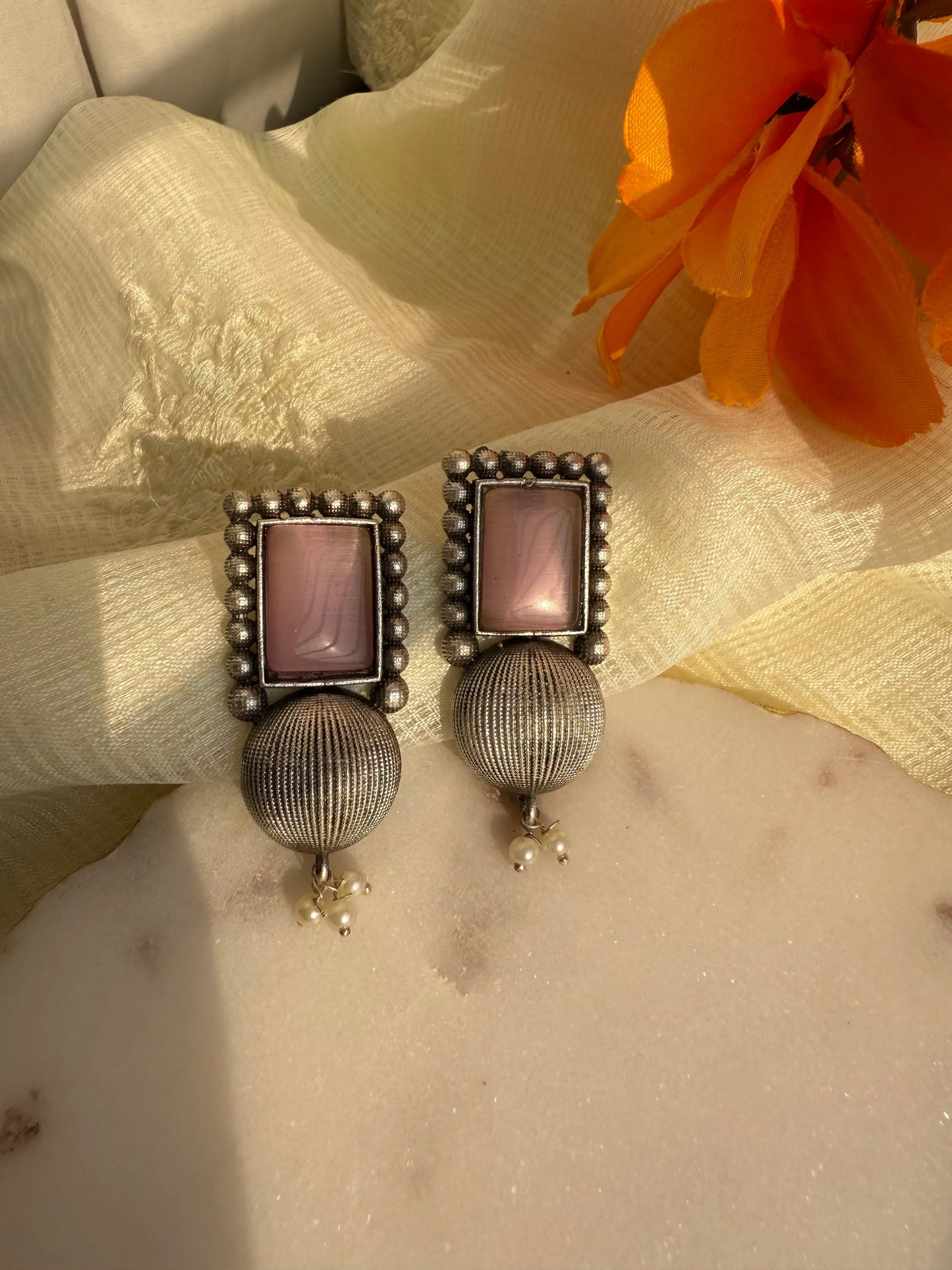 Pink Vajra Studs - The Ornate Gleam Jewellery