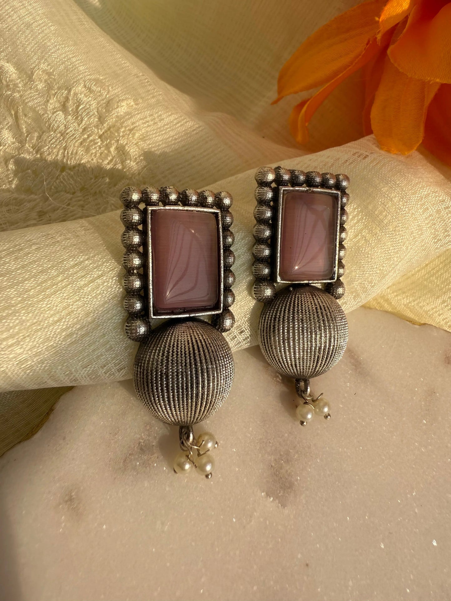Pink Vajra Studs - The Ornate Gleam Jewellery