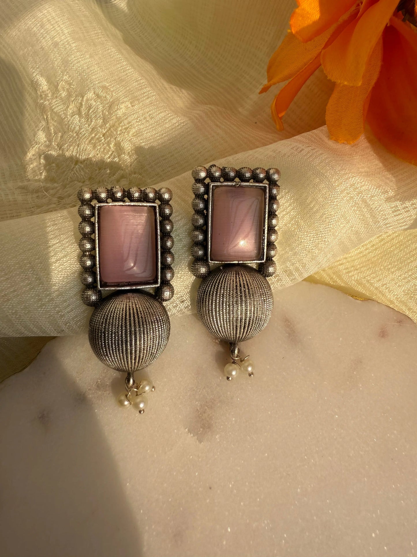 Pink Vajra Studs - The Ornate Gleam Jewellery