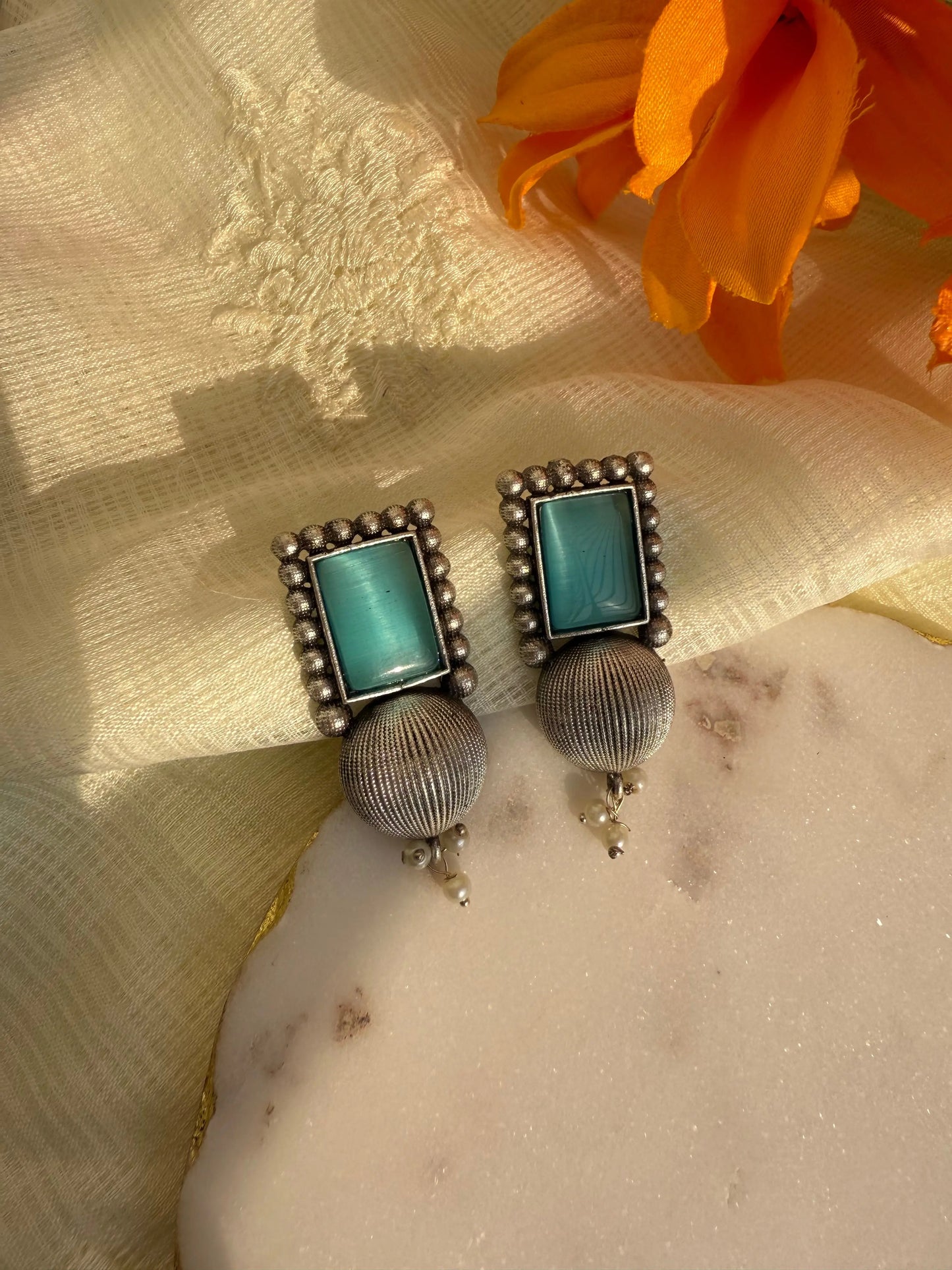 Blue Vajra Studs - The Ornate Gleam Jewellery