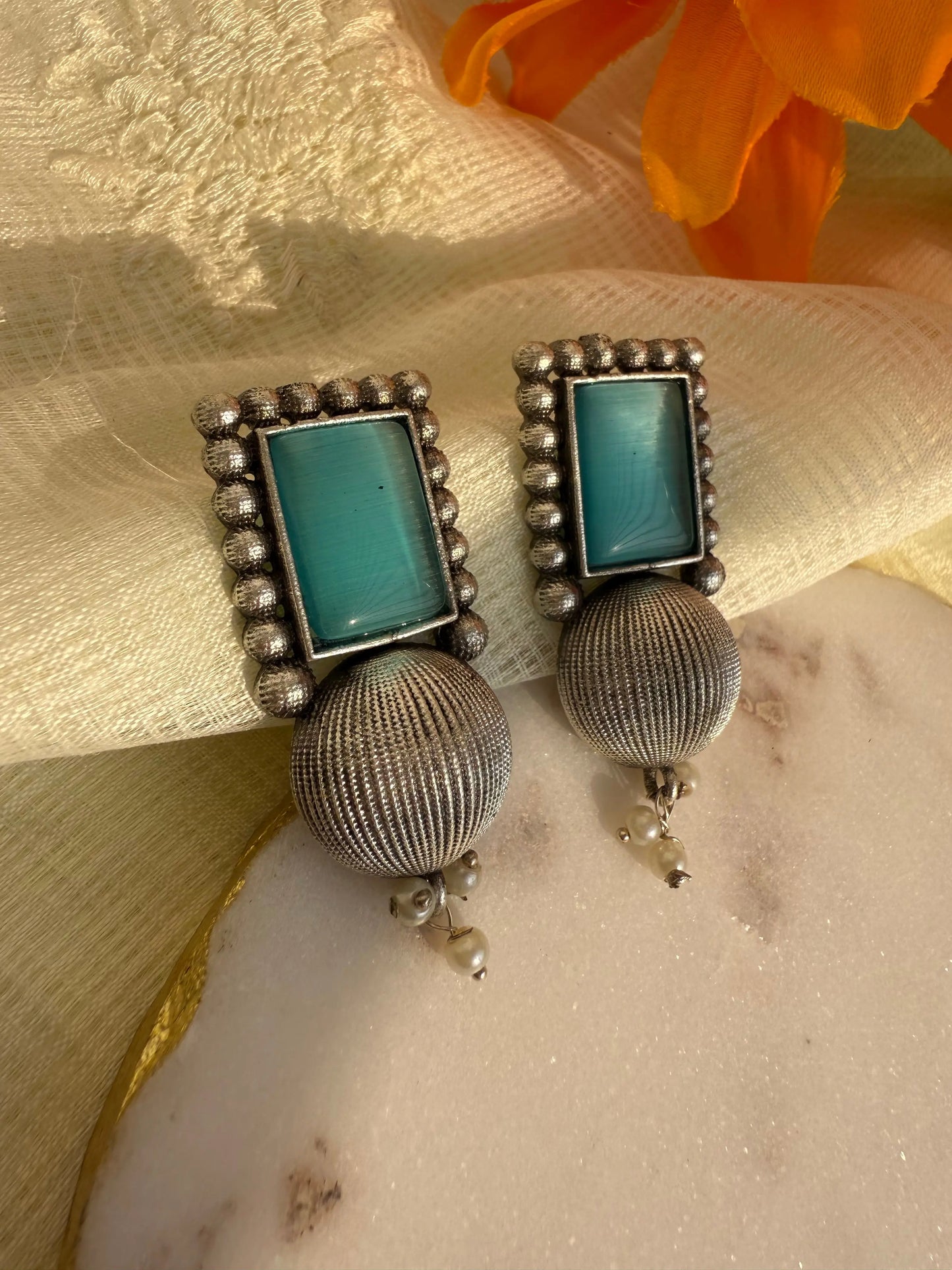Blue Vajra Studs - The Ornate Gleam Jewellery