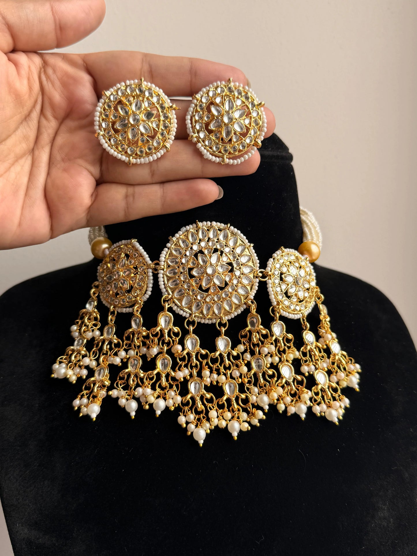 Jodha Kundan Pearl Necklace set KH