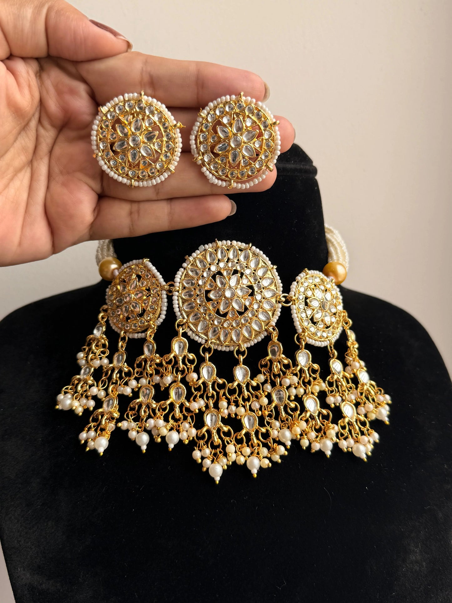 Jodha Kundan Pearl Necklace set KH