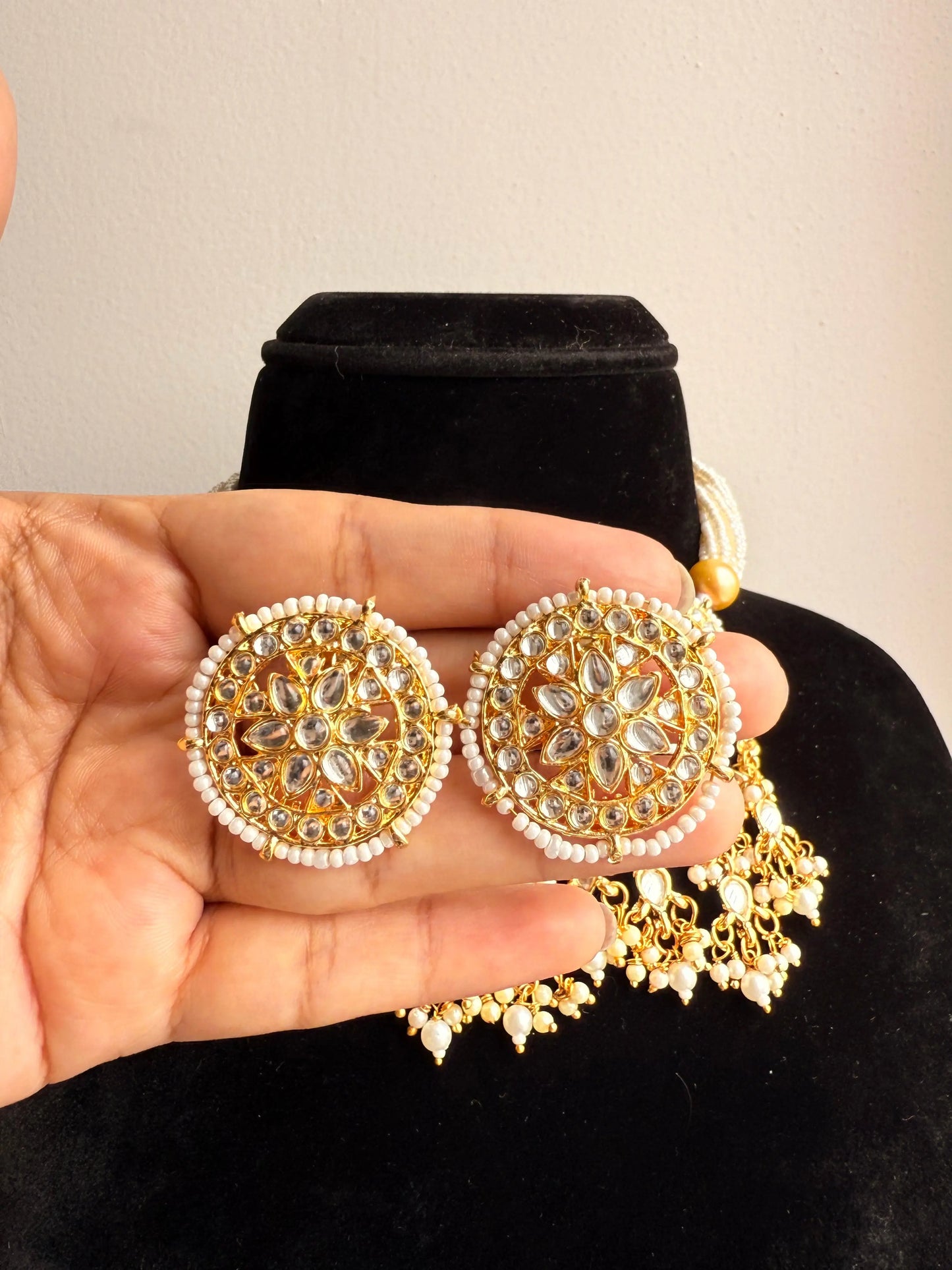 Jodha Kundan Pearl Necklace set KH