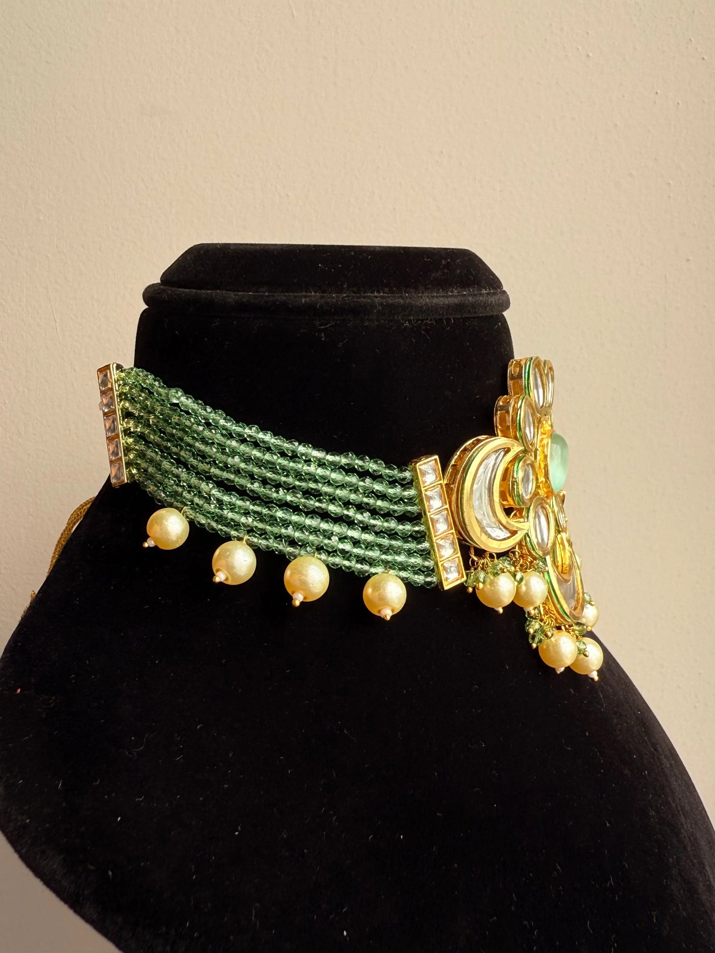 Alka Pista Green Kundan necklace KH