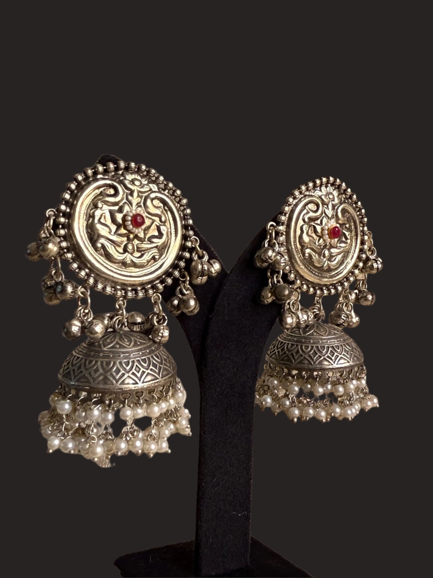 Meera Oxidized jhumka Pink kundan KH