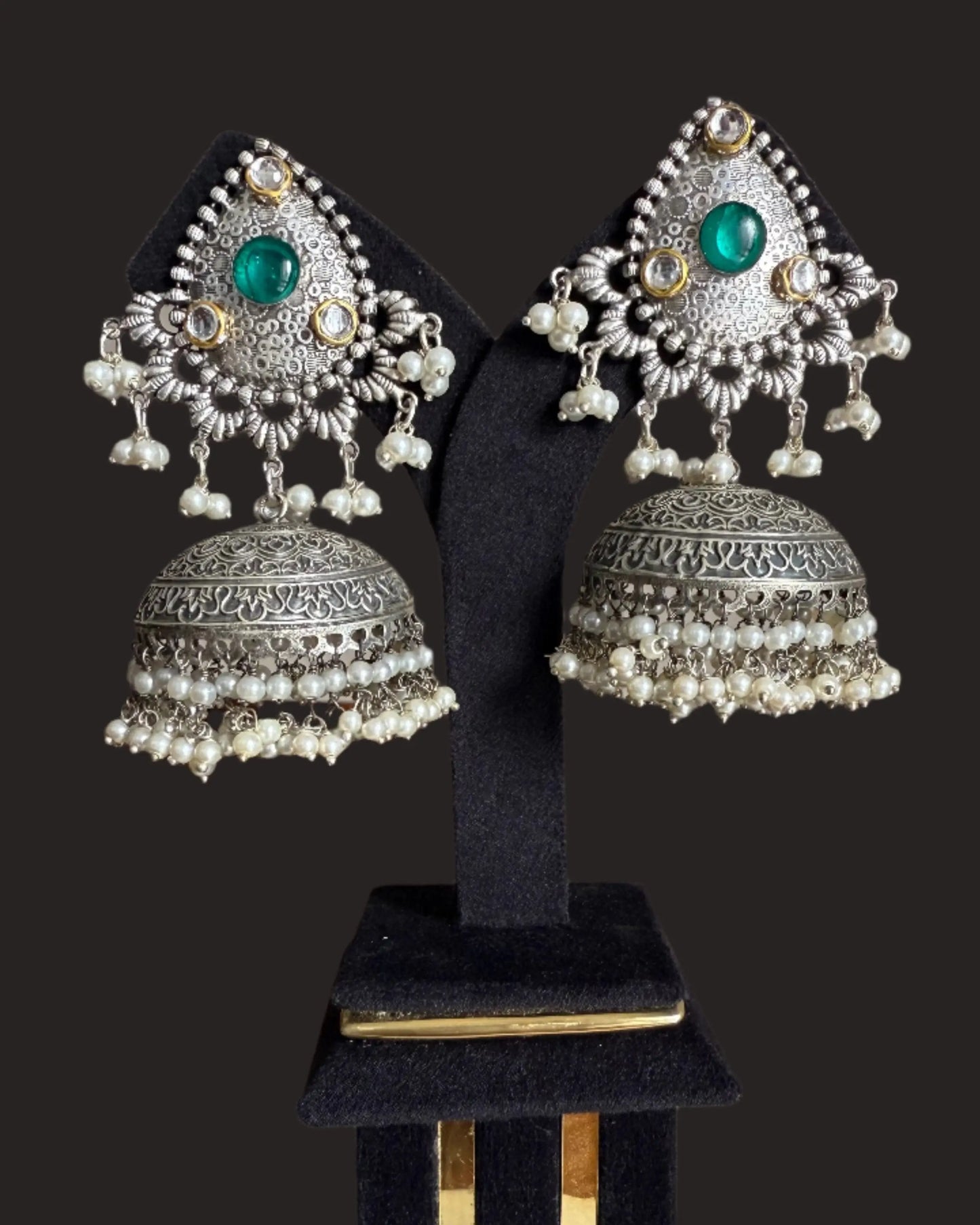 Shifa Green Oxidized jhumka KH