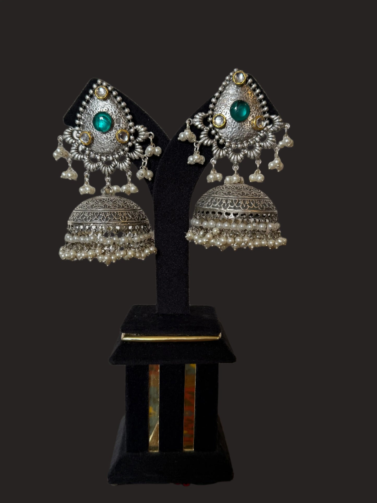 Shifa Green Oxidized jhumka KH