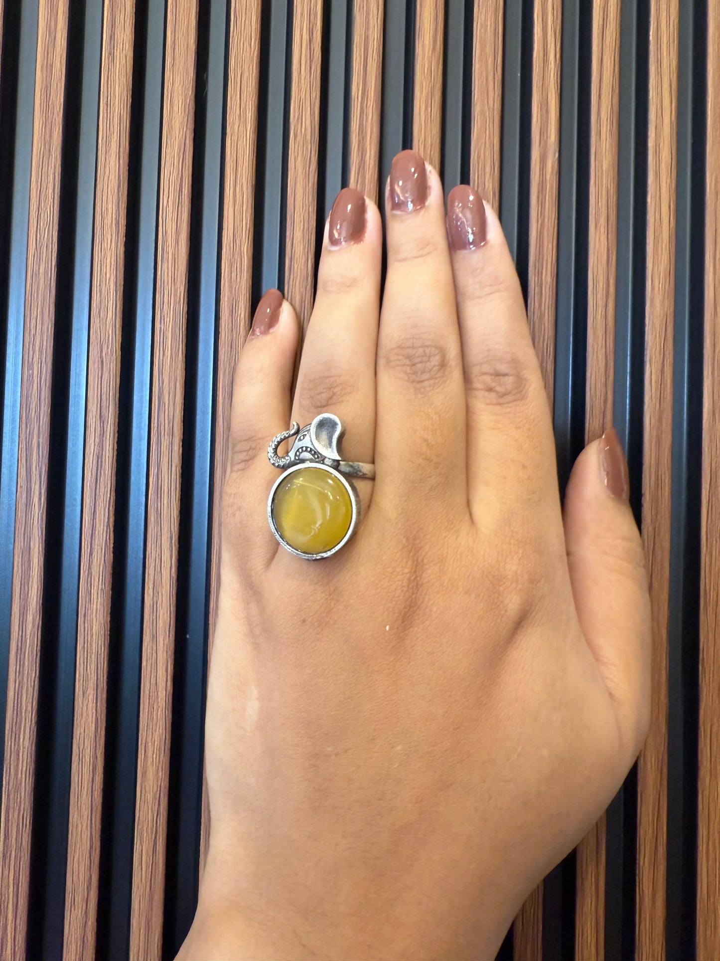 Yellow Oxidized finger ring KH
