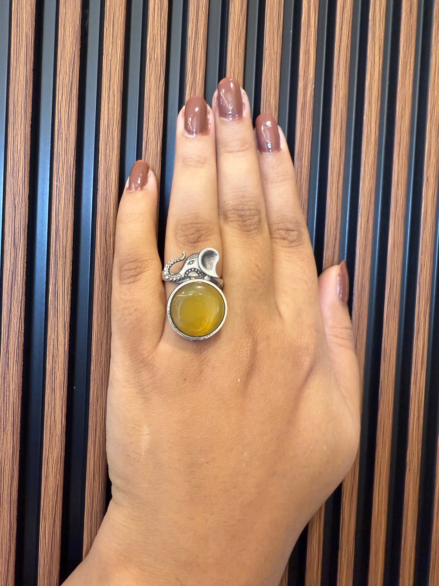 Yellow Oxidized finger ring KH