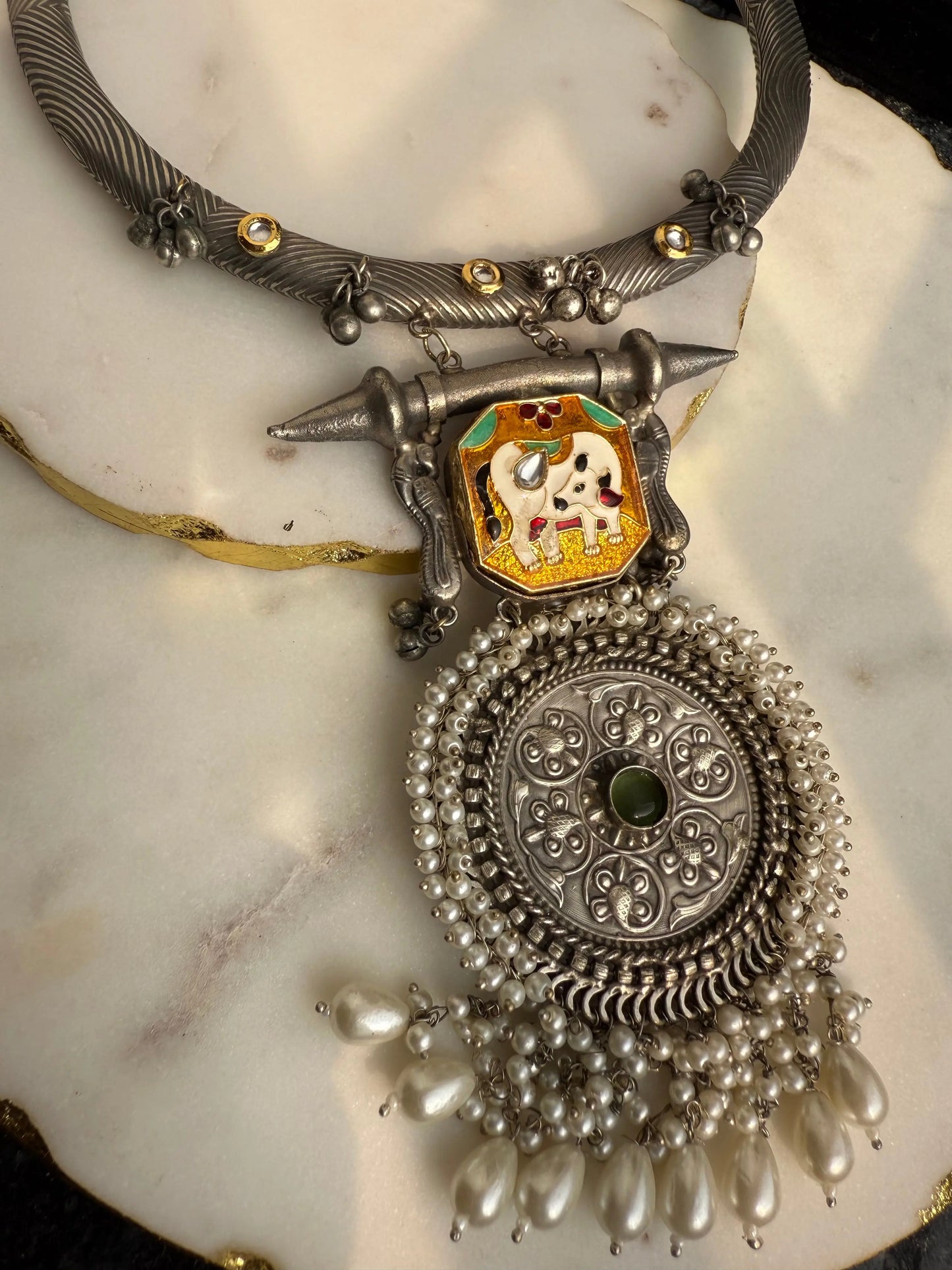 Kanika Oxidized Hasli necklace KH
