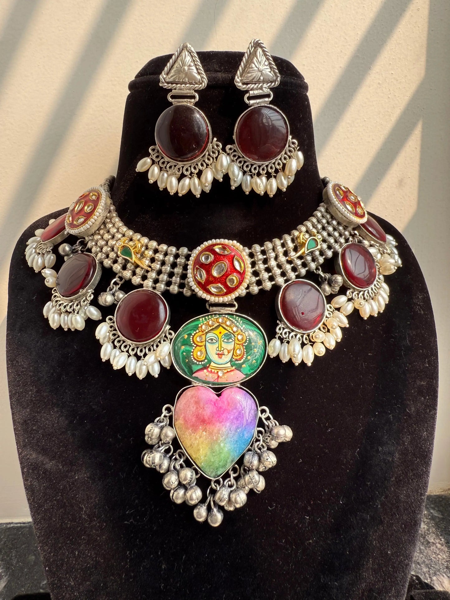 Durga Oxidized Red necklace set KH