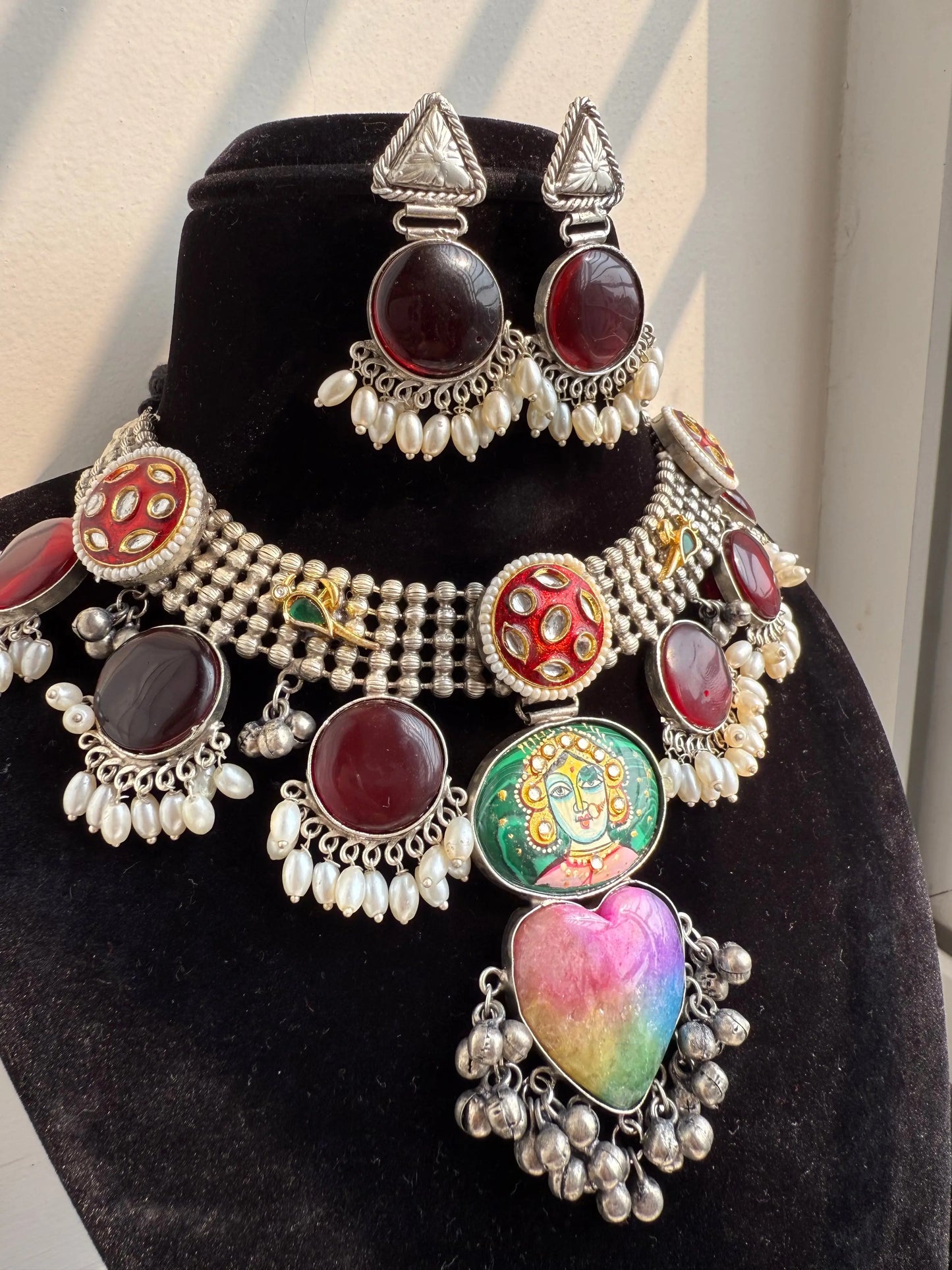 Durga Oxidized Red necklace set KH