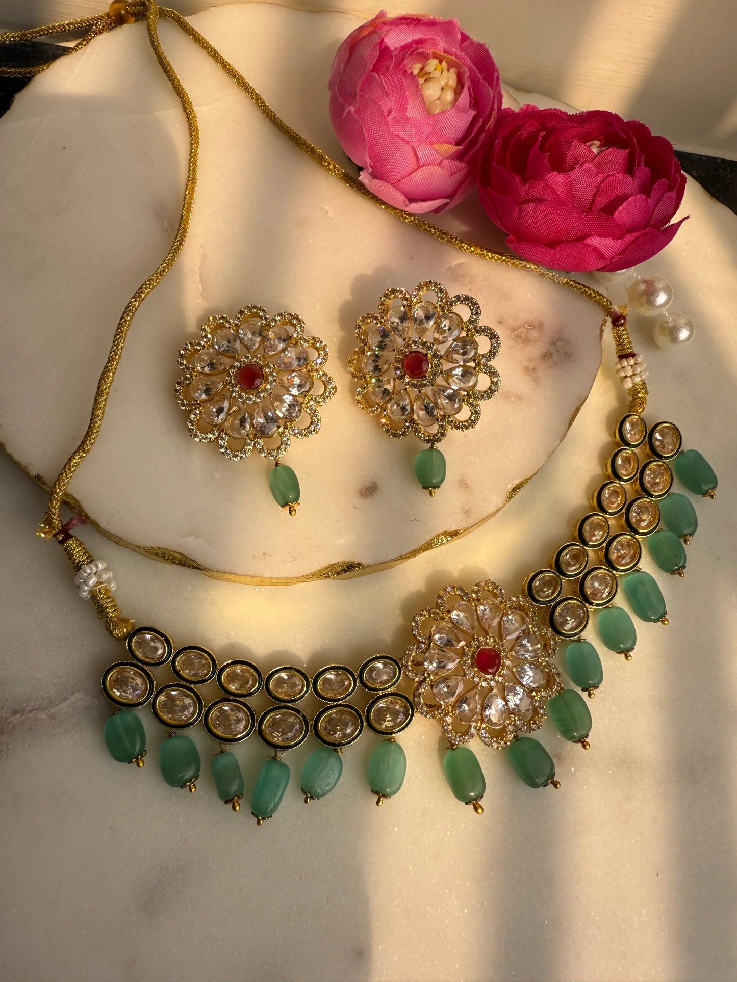 mint green AD necklace set KH