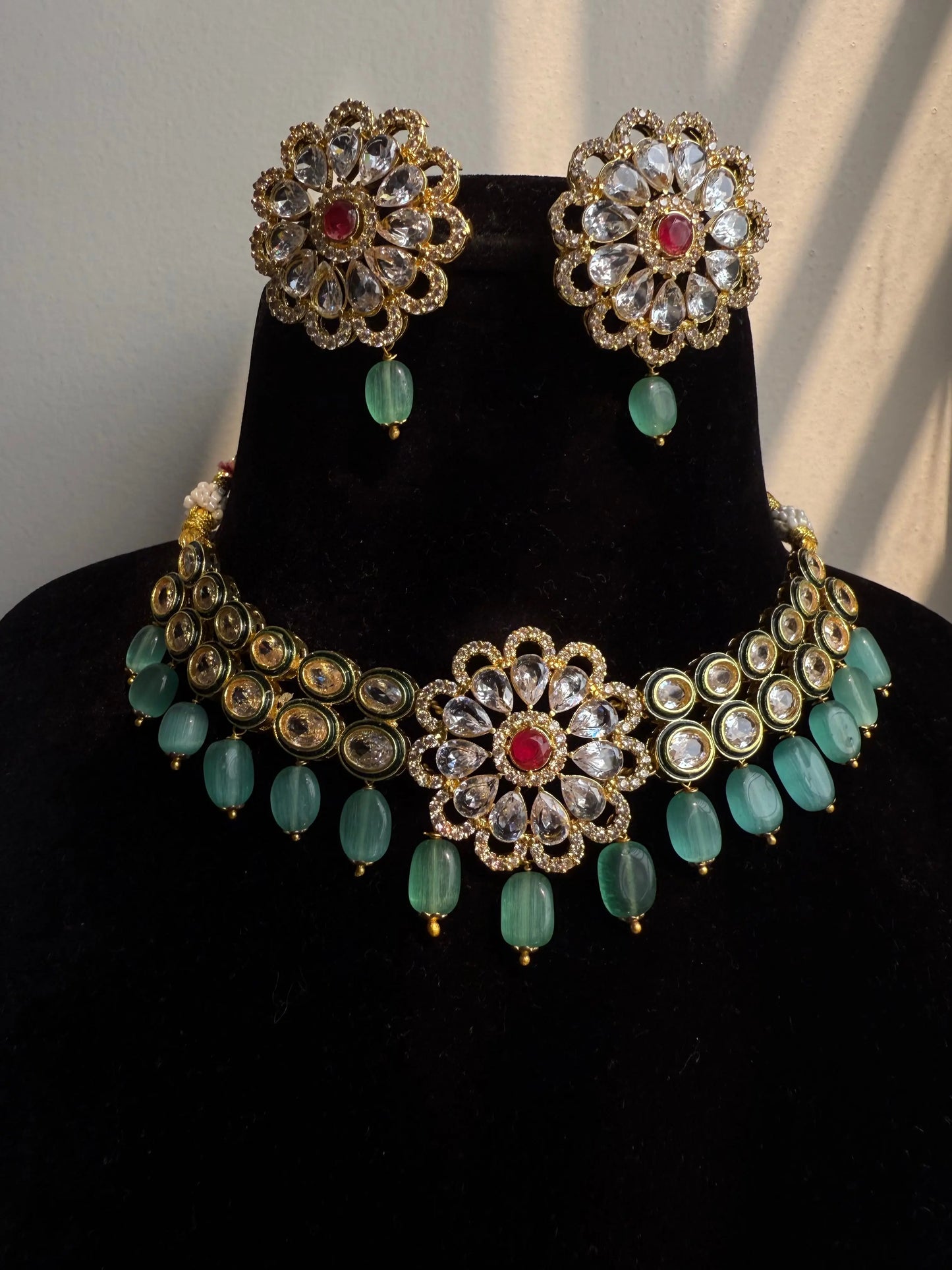 mint green AD necklace set KH