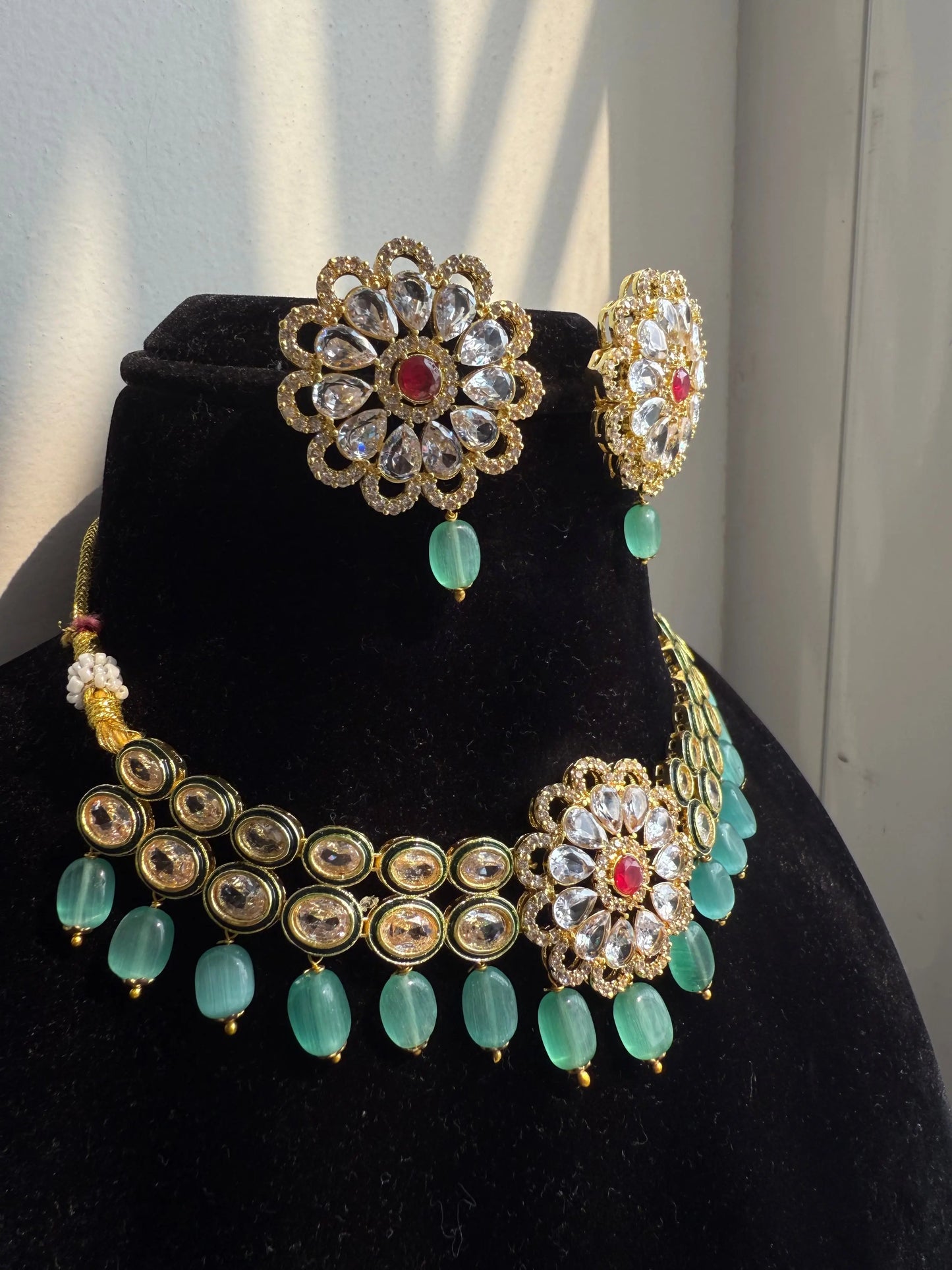 mint green AD necklace set KH