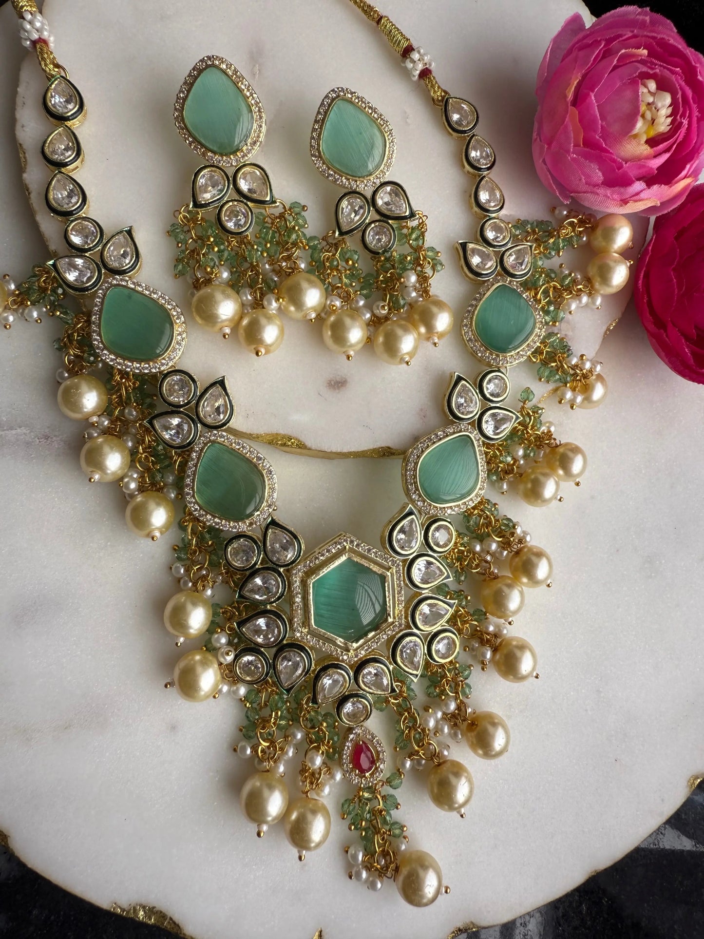 Mint green necklace set KH