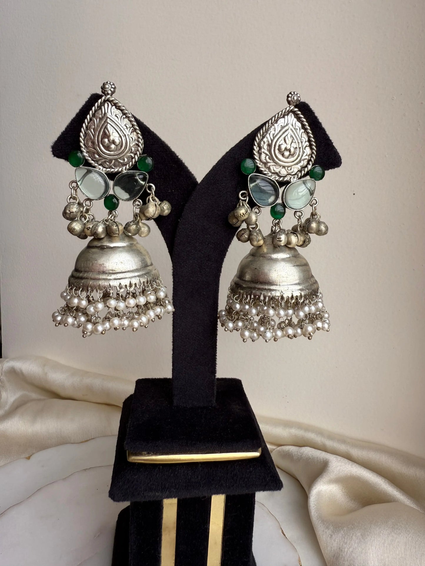 Green oxidized jhumka KH