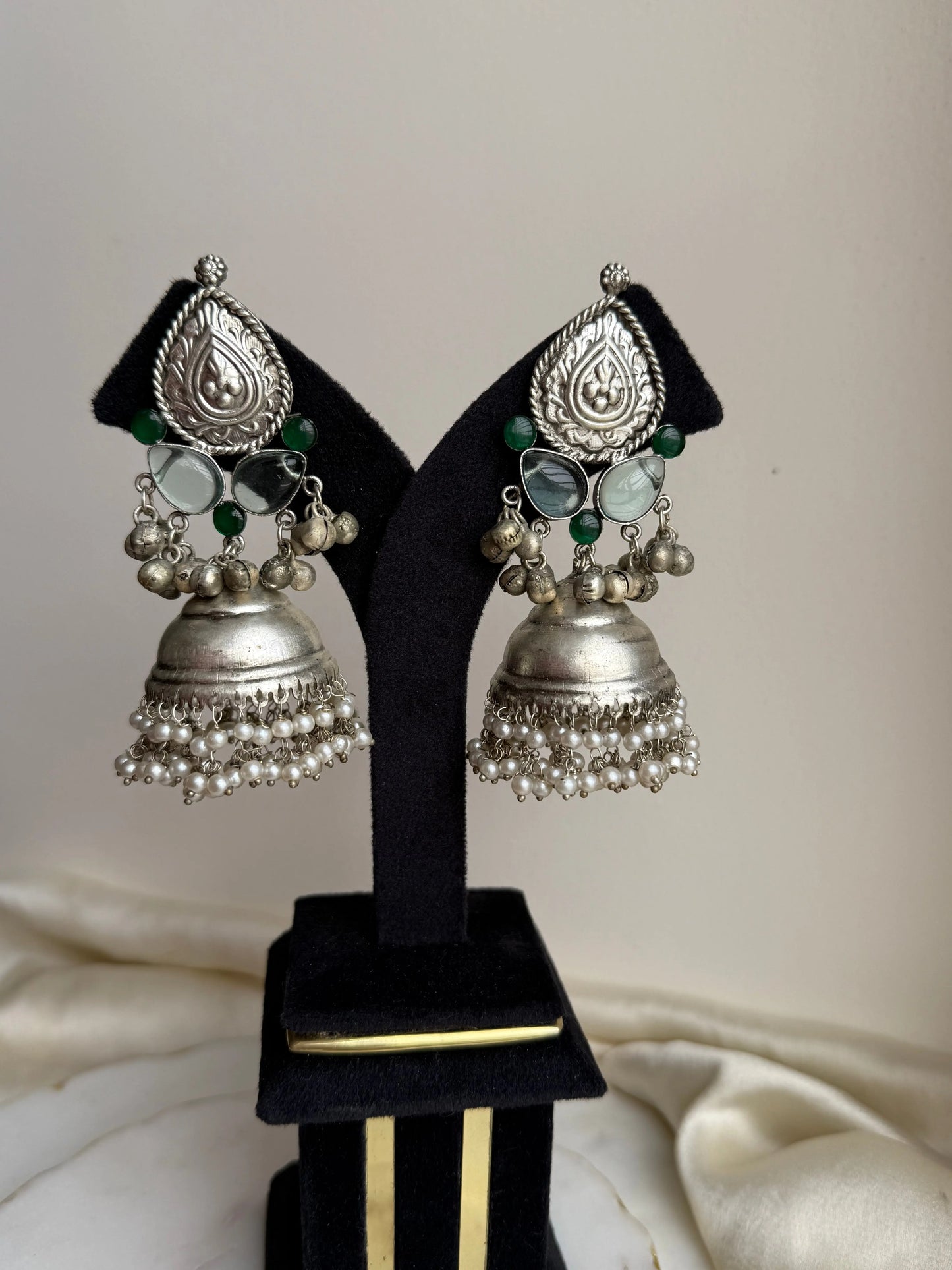 Green oxidized jhumka KH