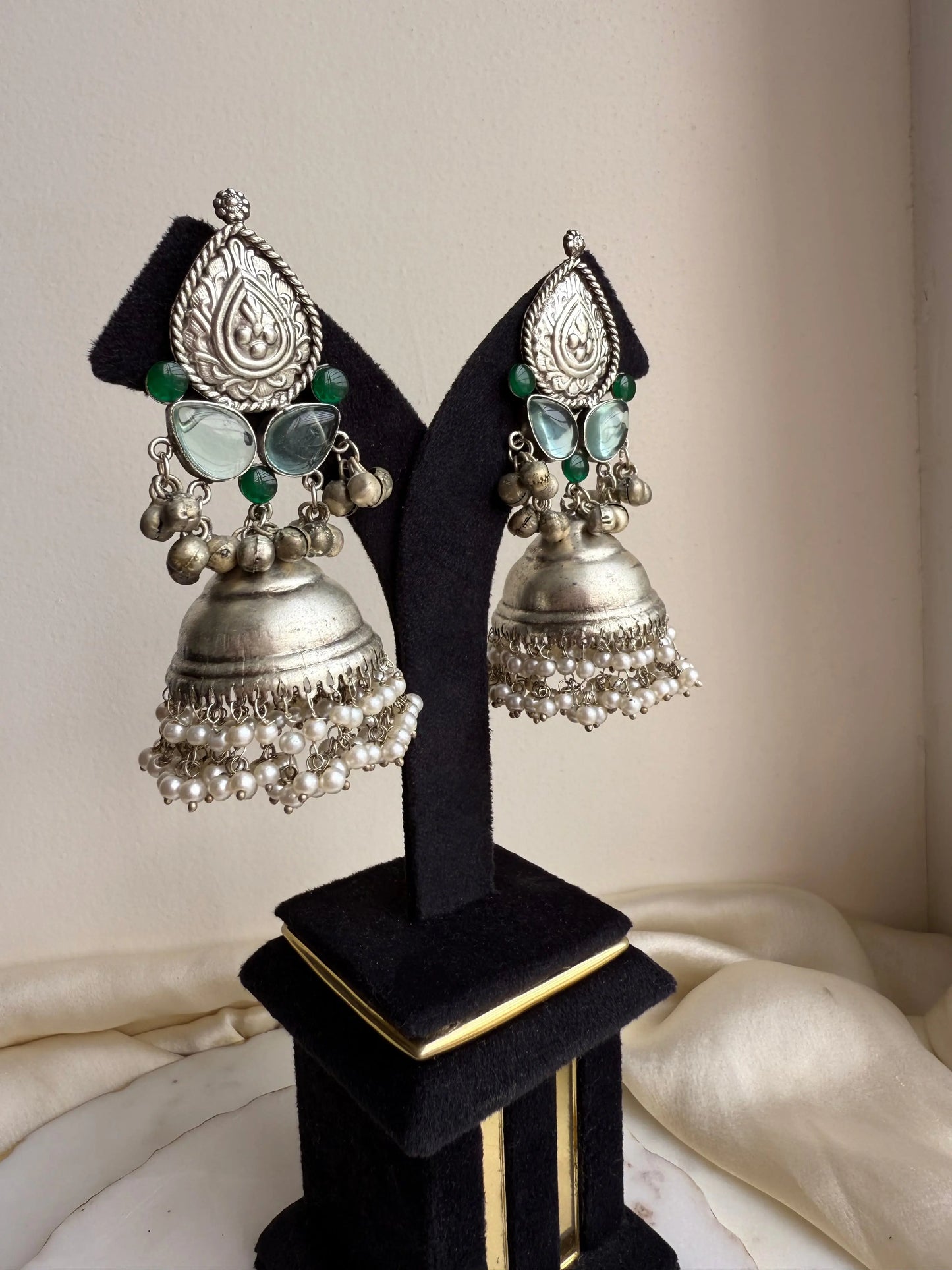 Green oxidized jhumka KH