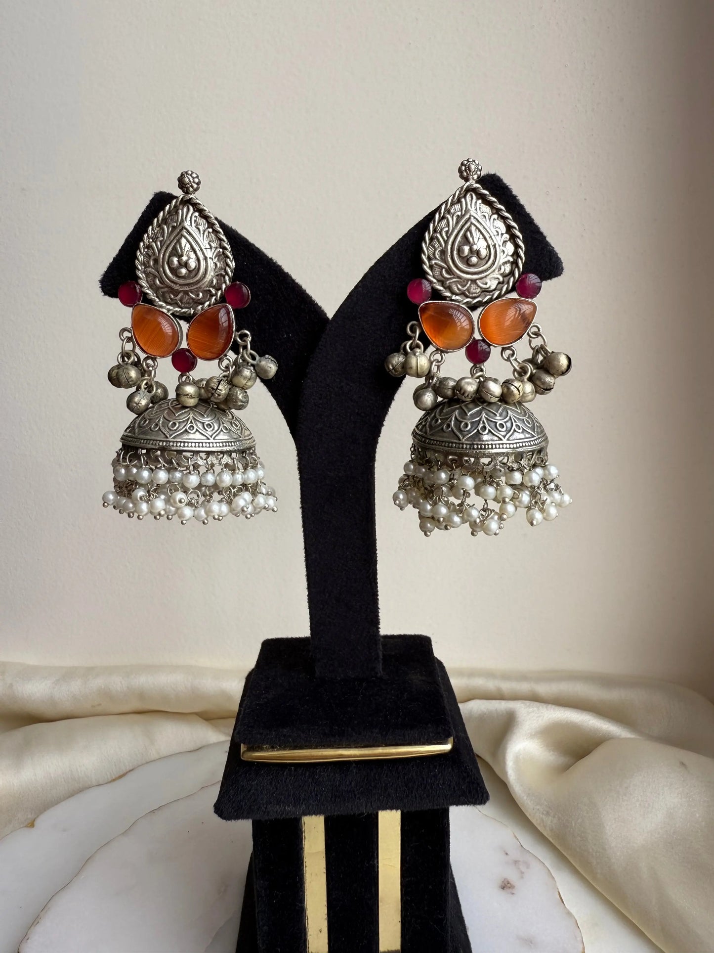 Rust orange color oxidized jhumka KH
