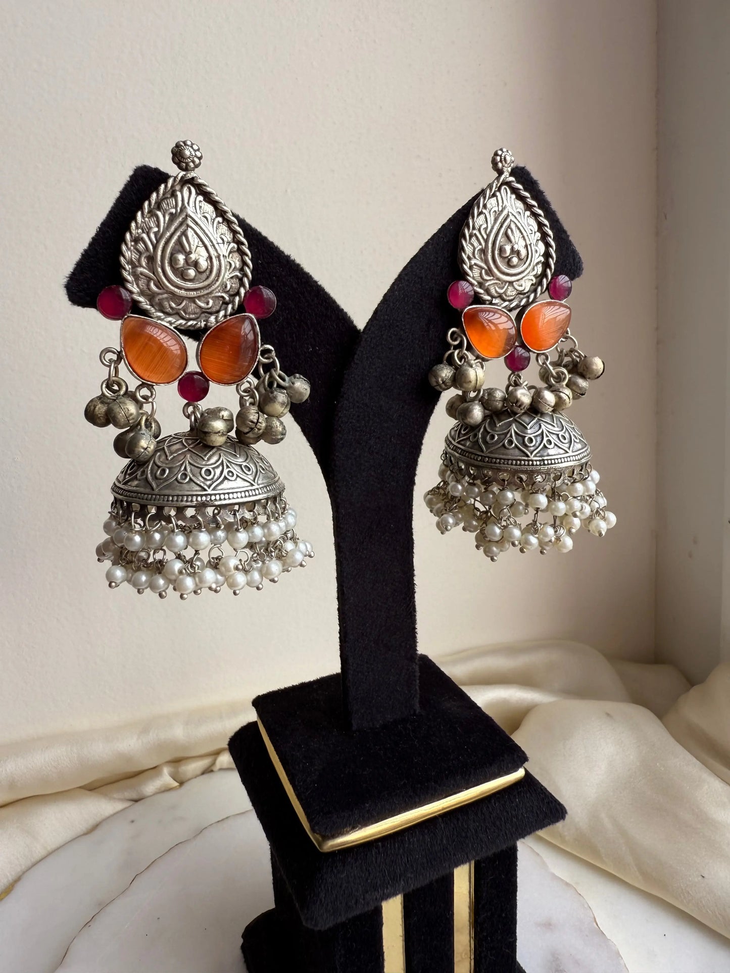 Rust orange color oxidized jhumka KH