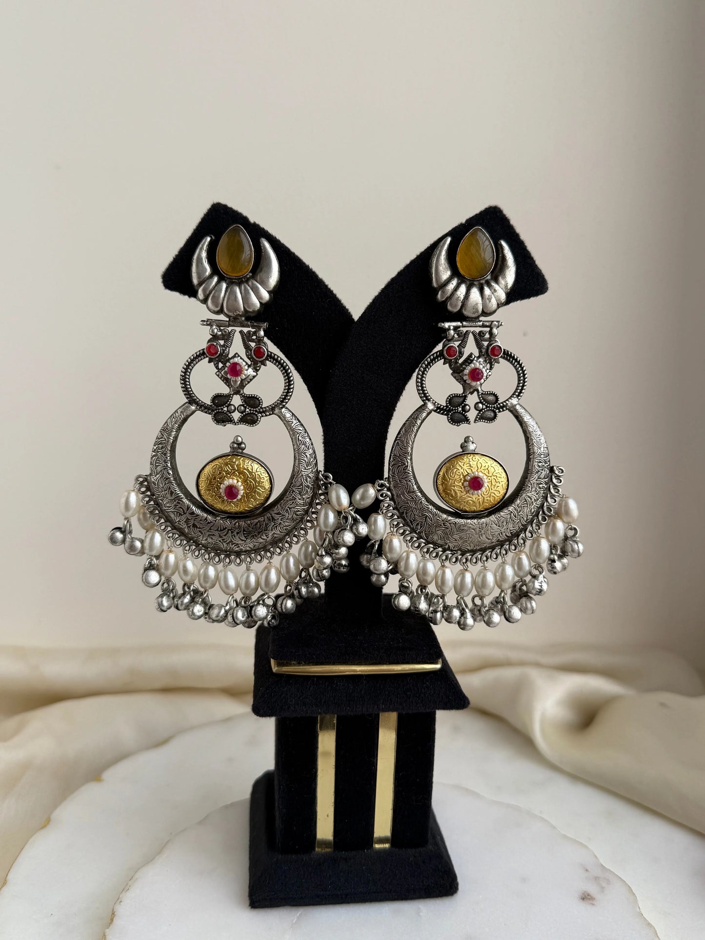 Rehana Oxidized dual tone chandbali KH