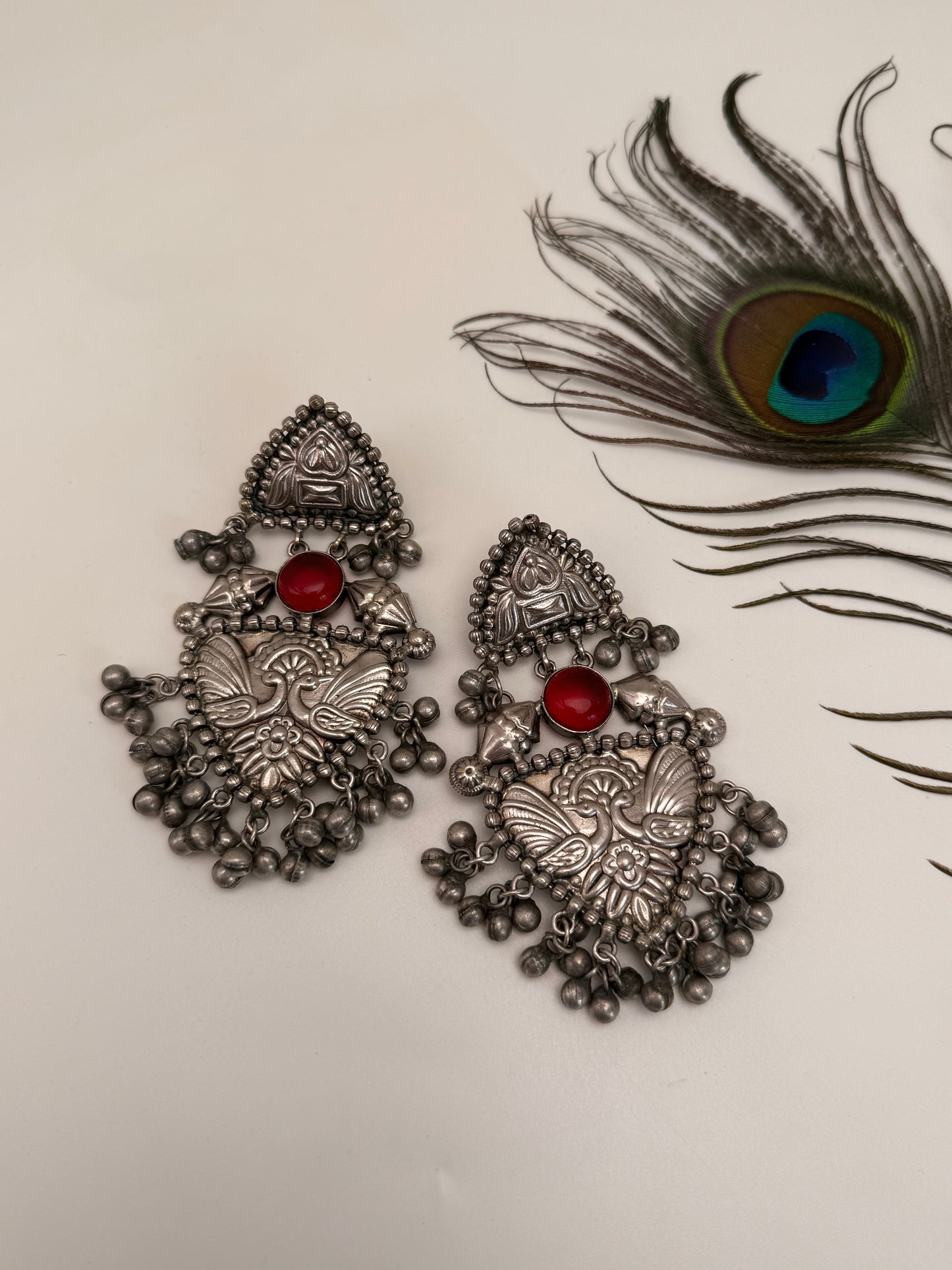 RAS OXIDISED CHANDBALI (MINT GREEN AND RED)