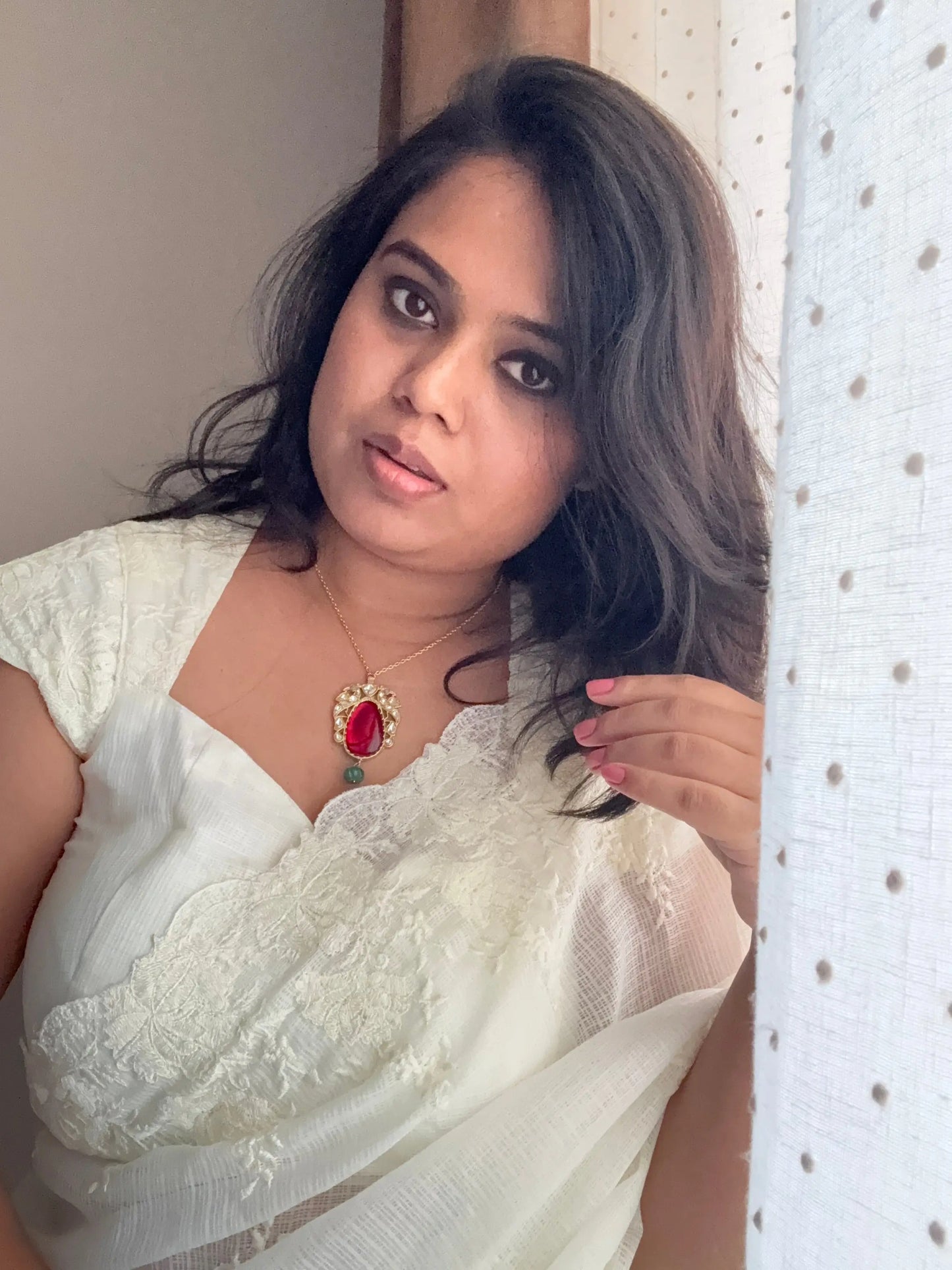Taru Kundan and Ruby pendant necklace- Sadgi collection paramount jeweler