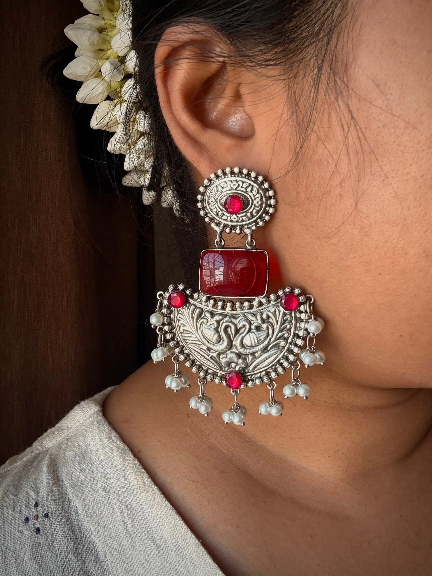 Hans oxidized chandbali earrings KH