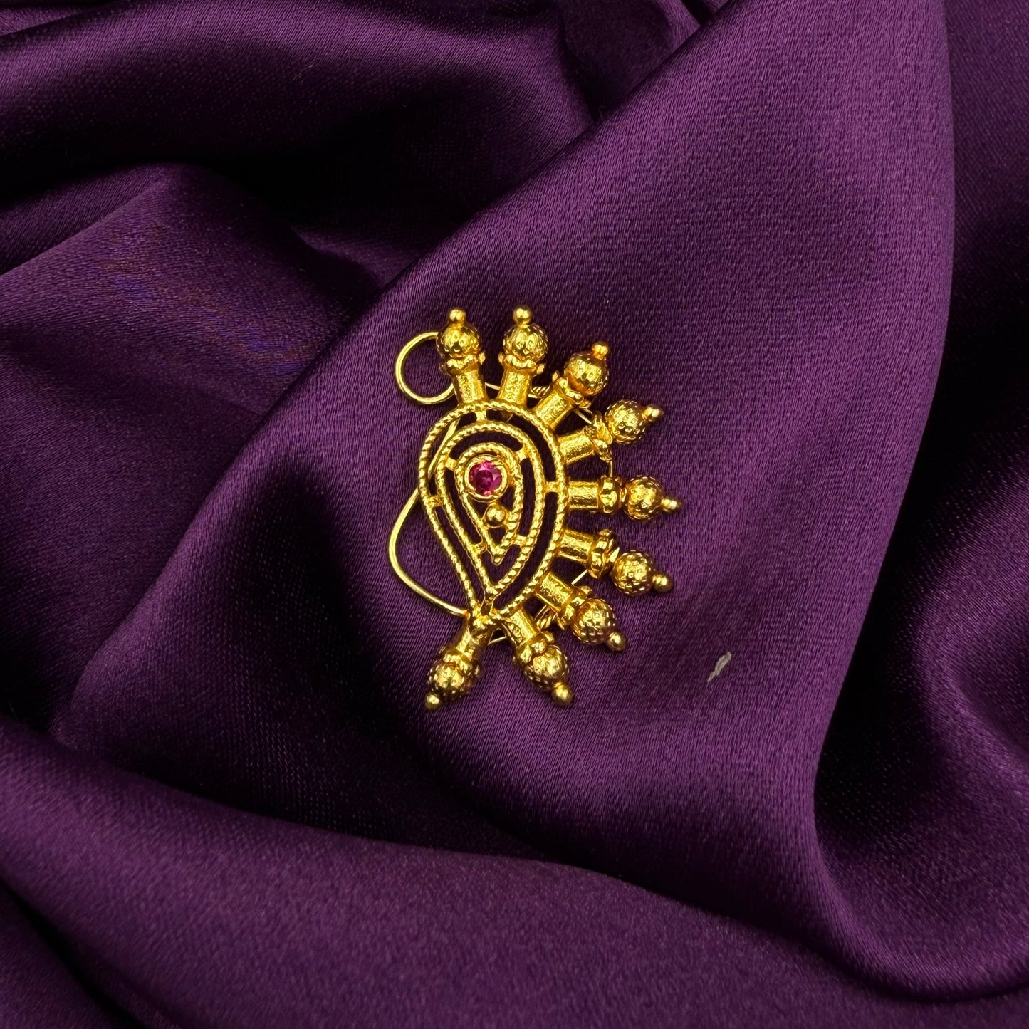 maharashtrian nath - kundan and pearls - pink stones - wedding and festive wear
