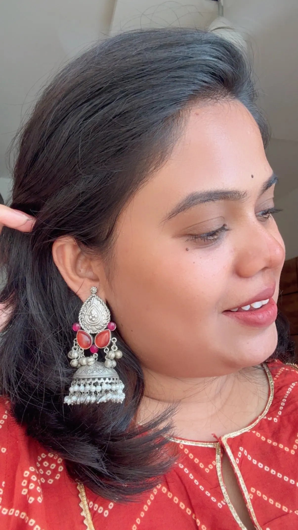 Rust orange color oxidized jhumka KH