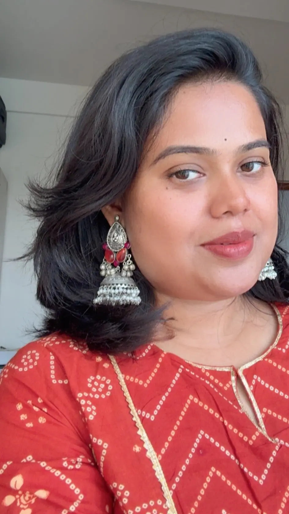 Rust orange color oxidized jhumka KH