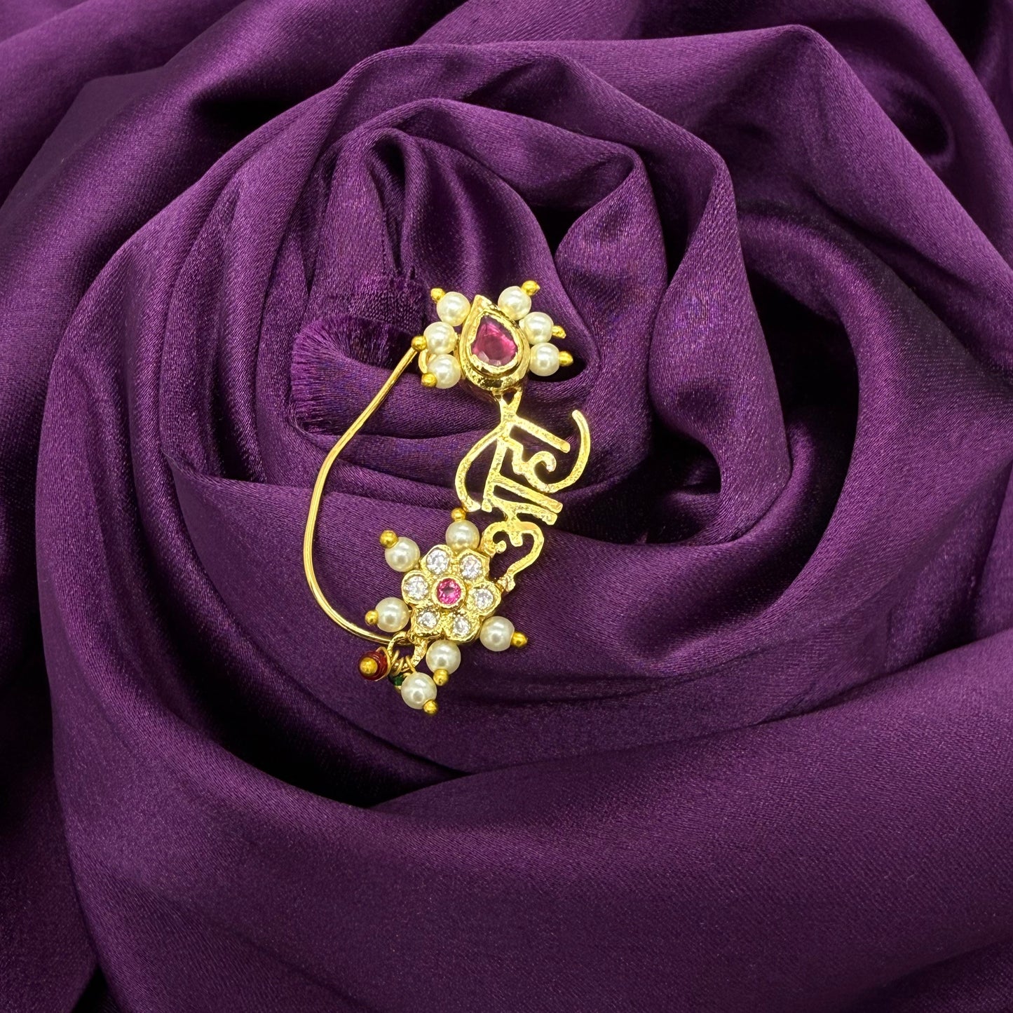 maharshtrian nath - nath - pearl and gold tone - wedding and festive wear