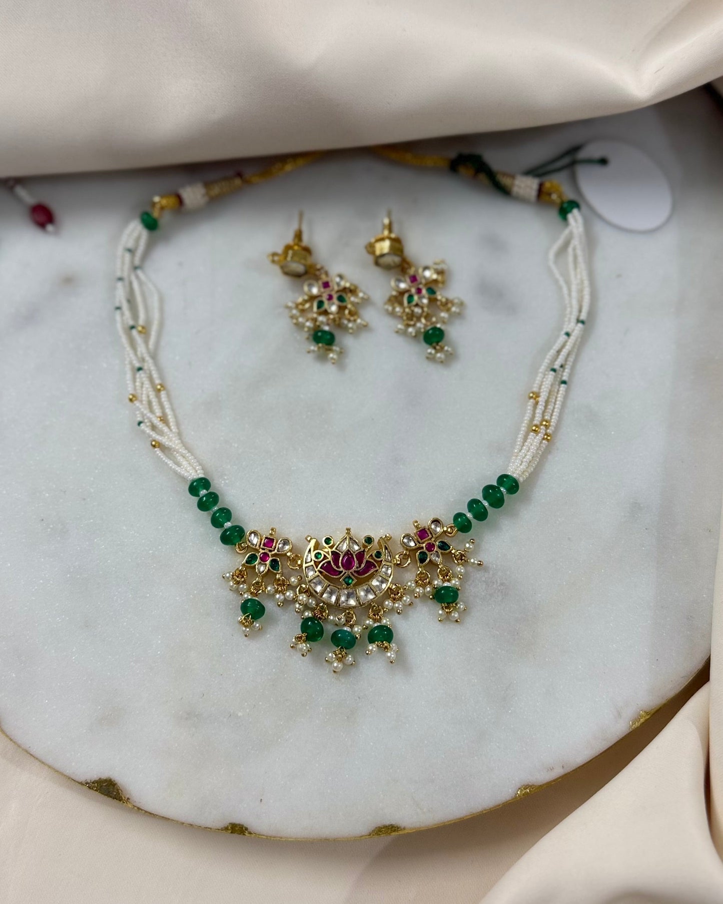 Pachi Kundan necklace set