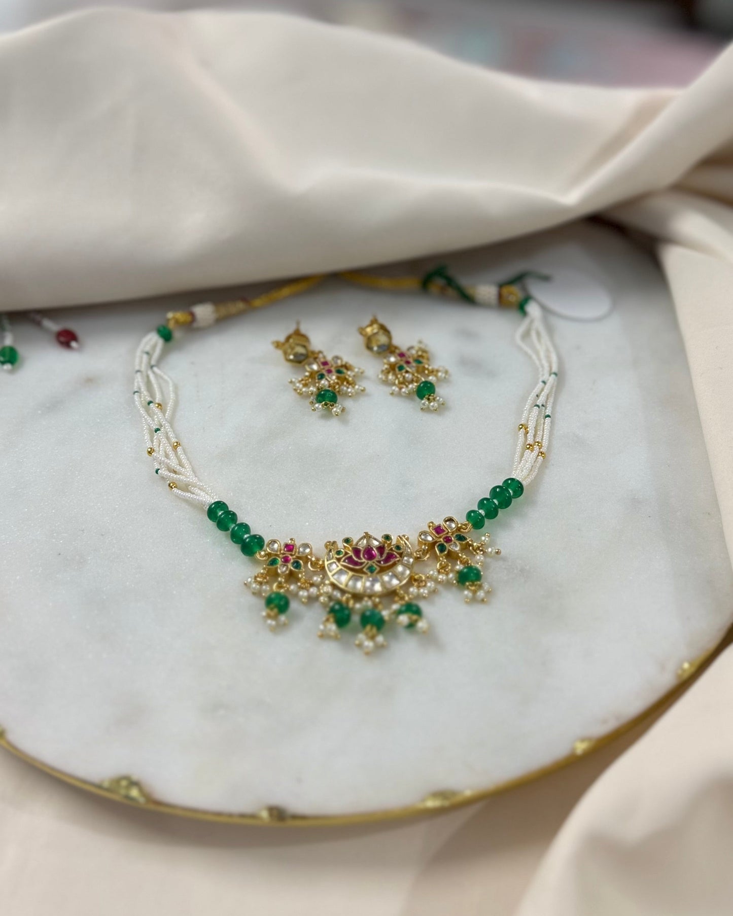 Pachi Kundan necklace set
